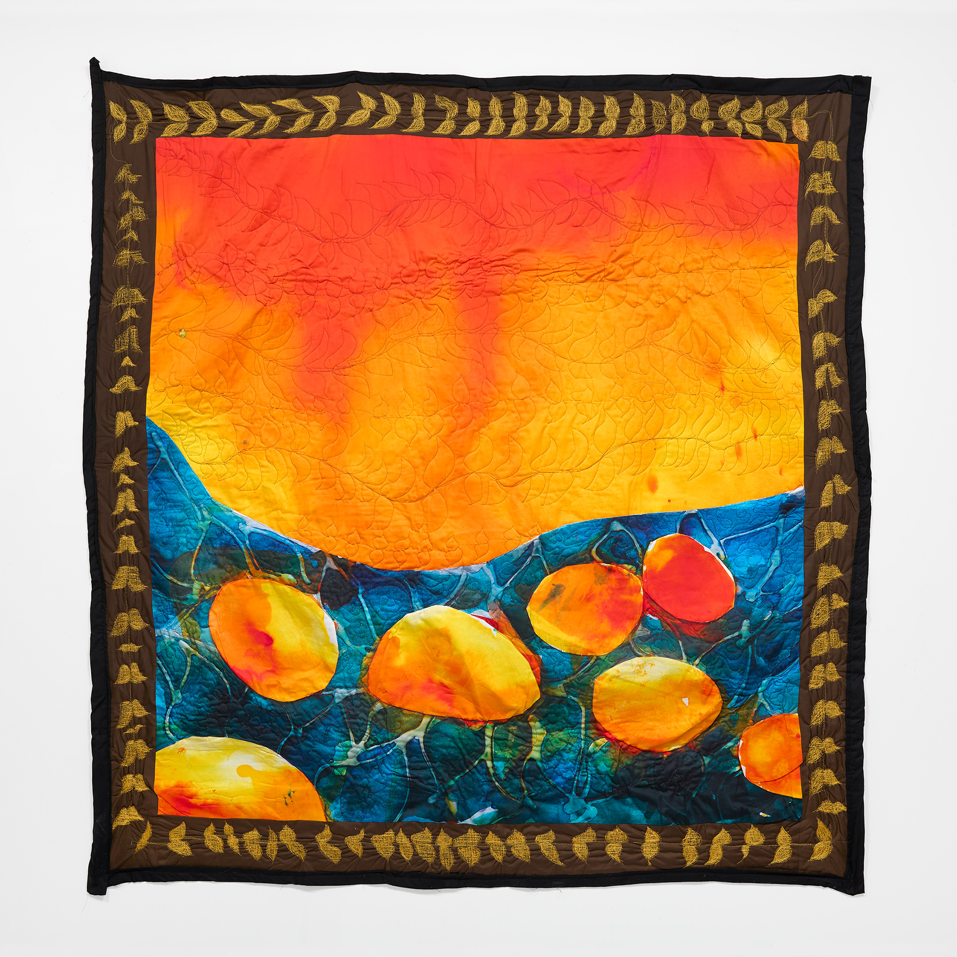 "Clear Skies 1", Digital Print on Cotton Sateen and Quilting, 67 in x 67 in, 2025