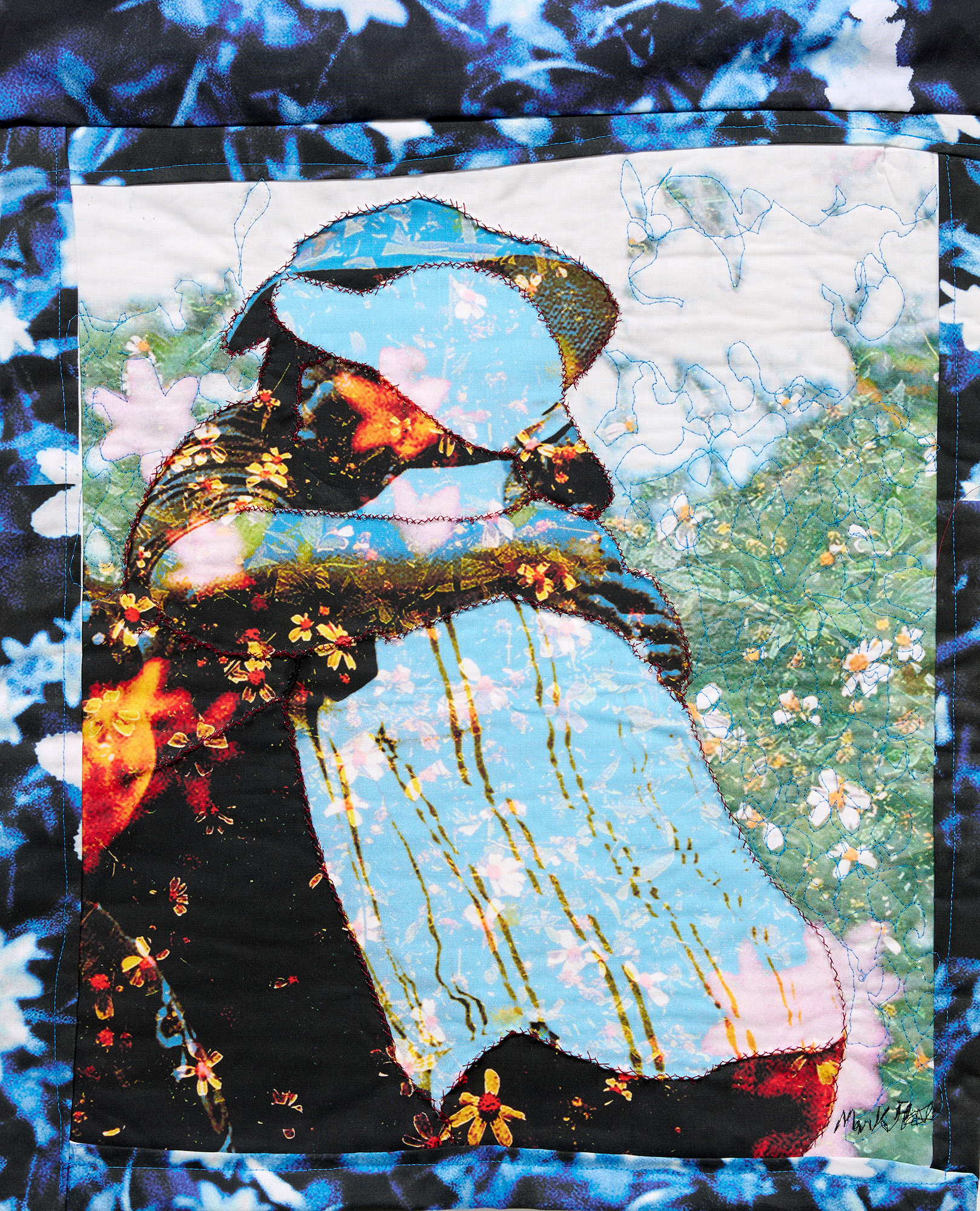 Hug # 2, Digital Manipulation, Hand Sewing and Quilting , 19” x 23”, 2024