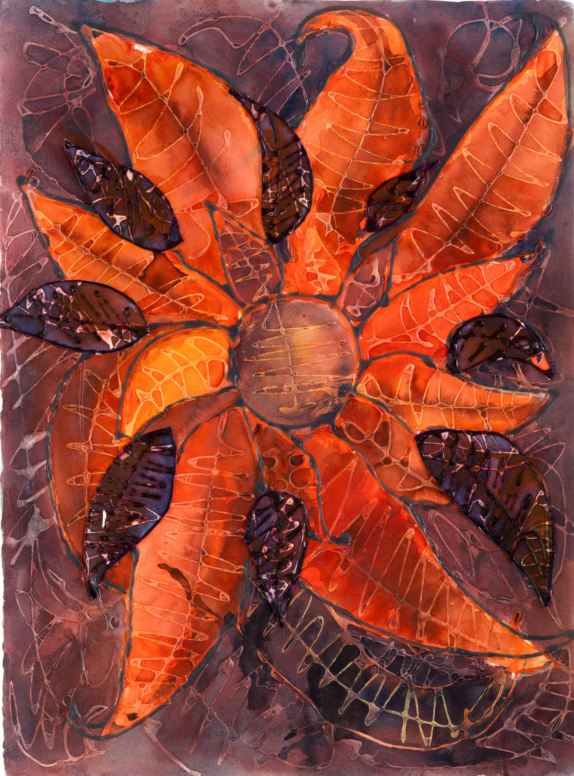 “Swaying Suns #4 (Summer Vacation)” Collage, Archival Glue and Ink on Watercolor Paper 22.5”x 30”  2022 Photographed By Pedro Wazzan