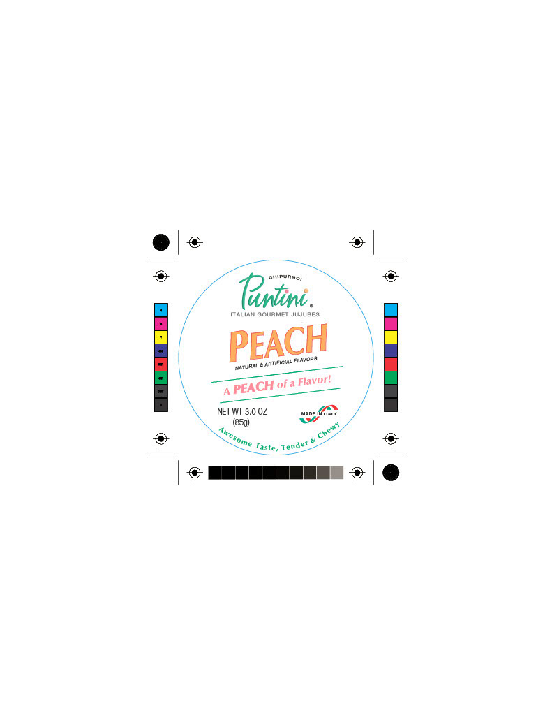 Puntini Peach Front label design (circle)