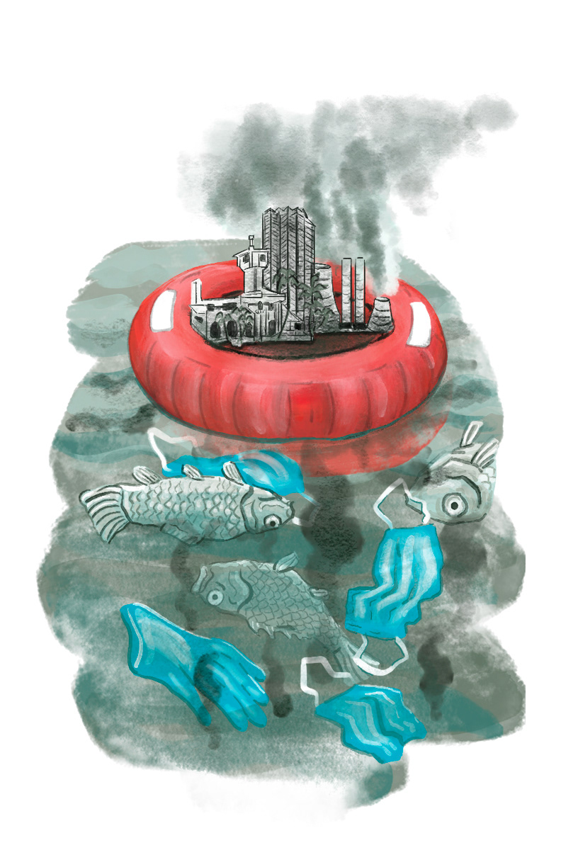 Spot Illustration 1: "Keeping the Economy Afloat"