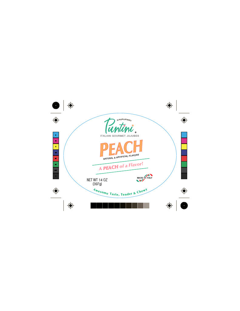 Puntini Peach Front label design (oval)