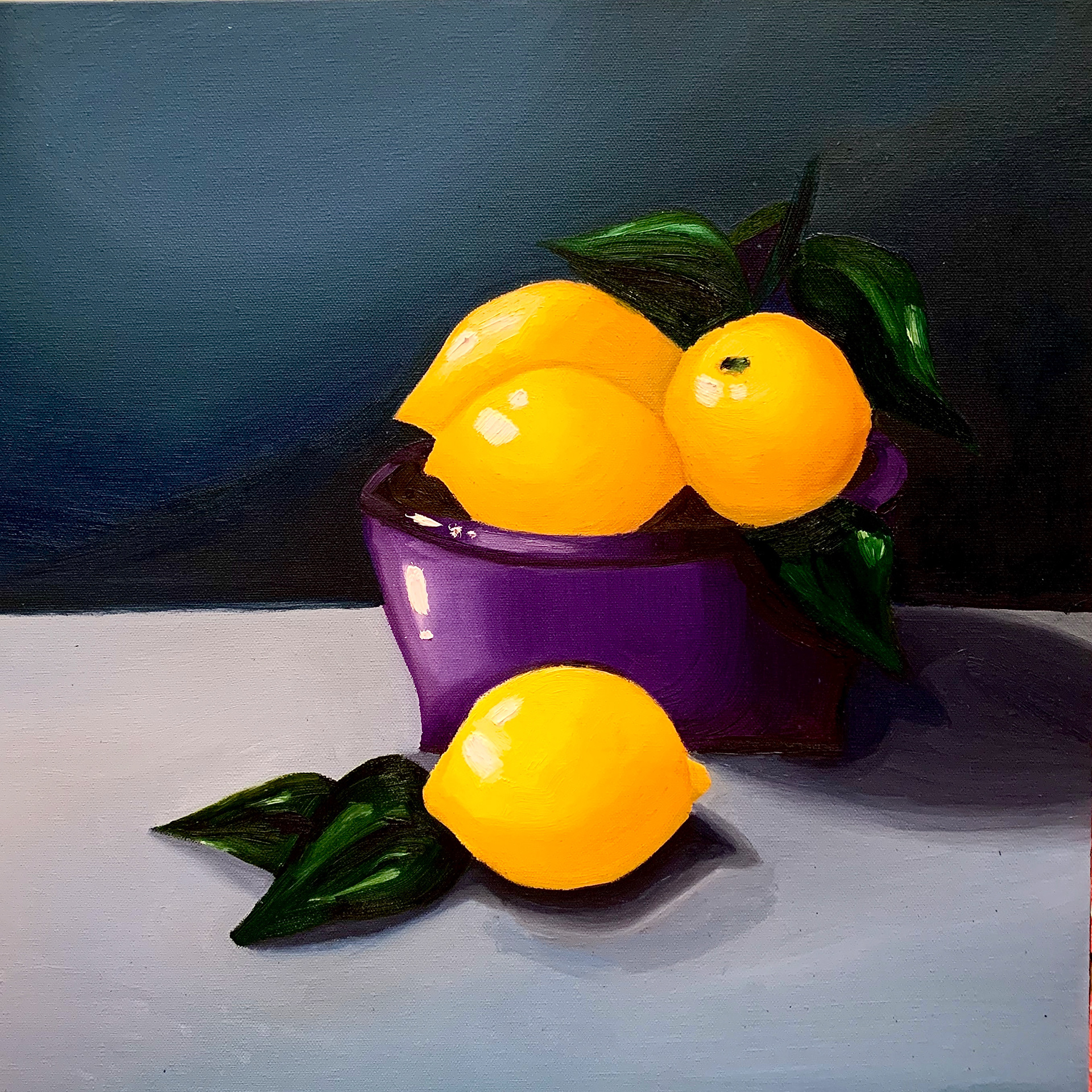 Lemons, Oil on Canvas 25 x 25 in.