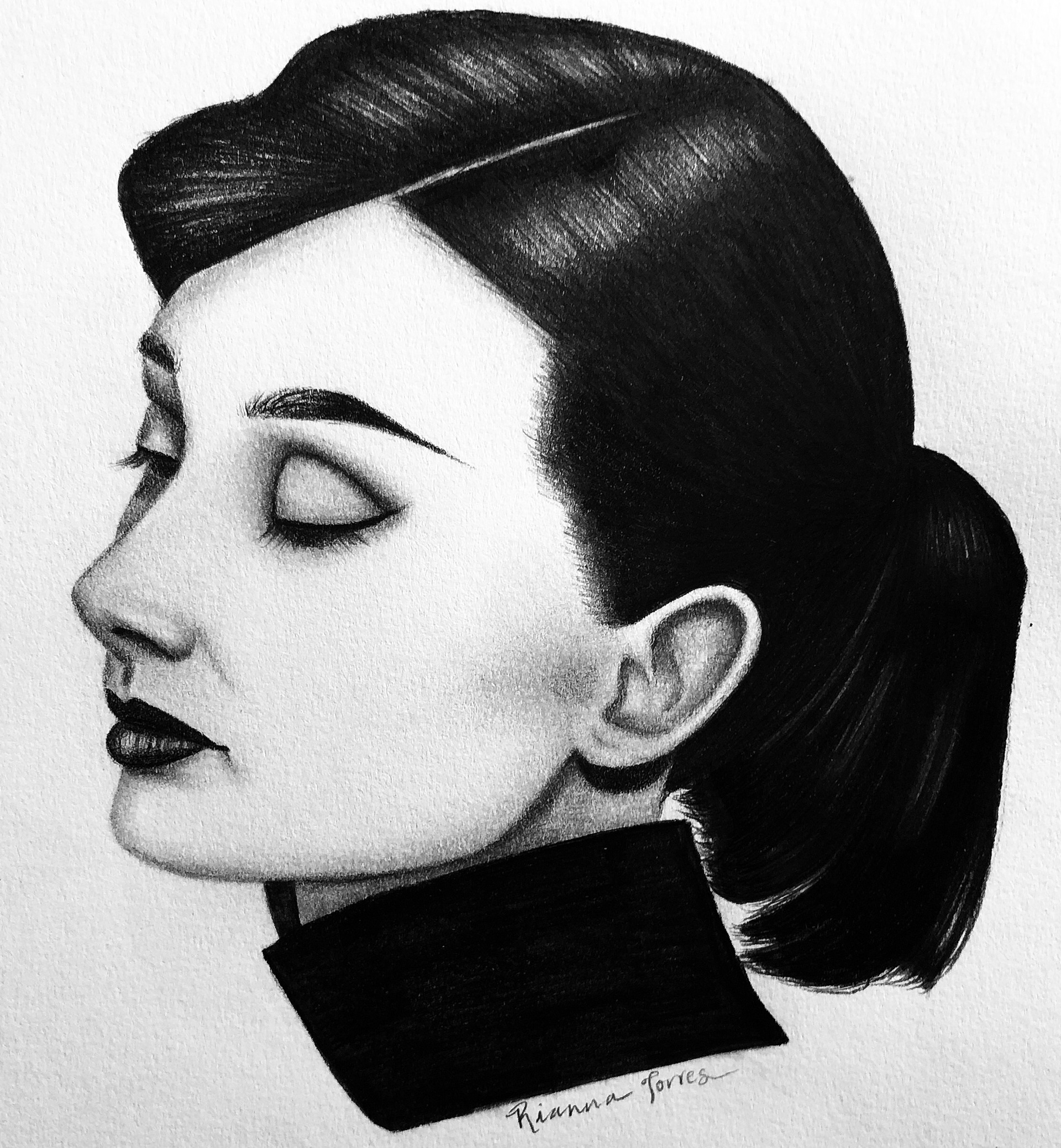 Audrey Hepburn, Graphite on Paper, 11 x 17 in.