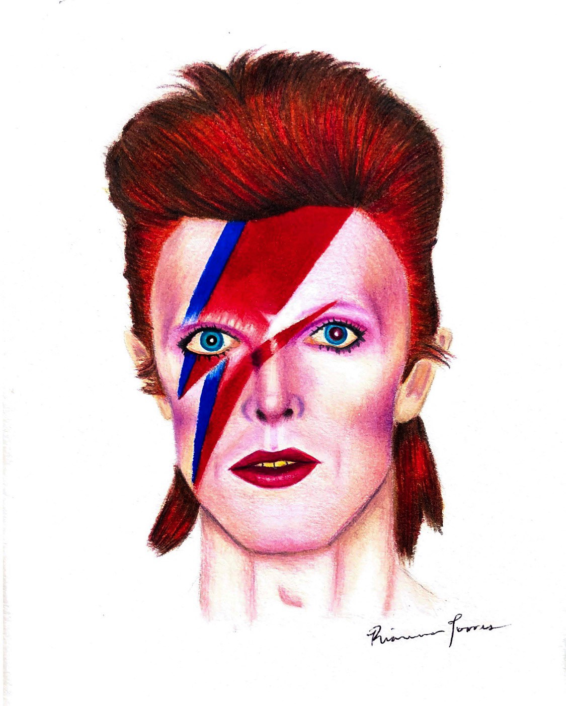 David Bowie, Colored Pencil on Paper, 5 x 8 in.