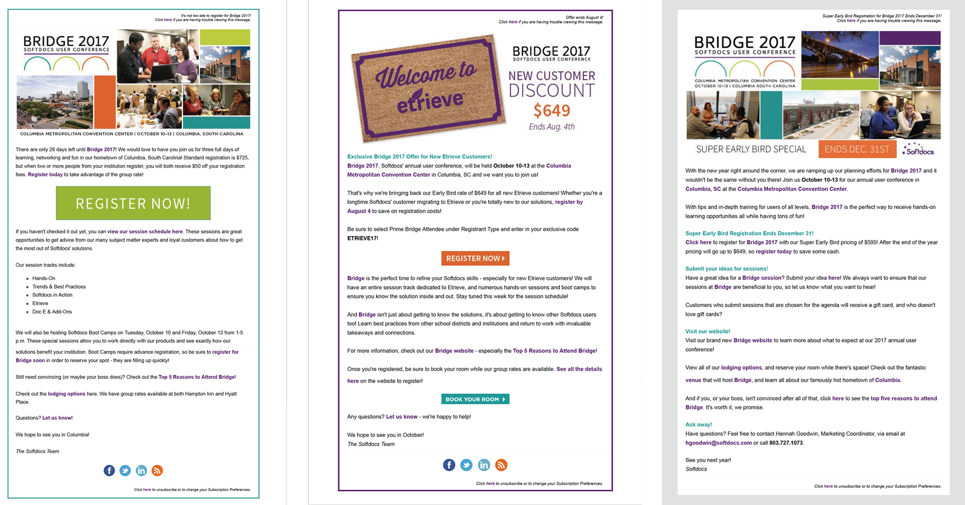 Promotional Emails (designed by coworker Becca Bradley)