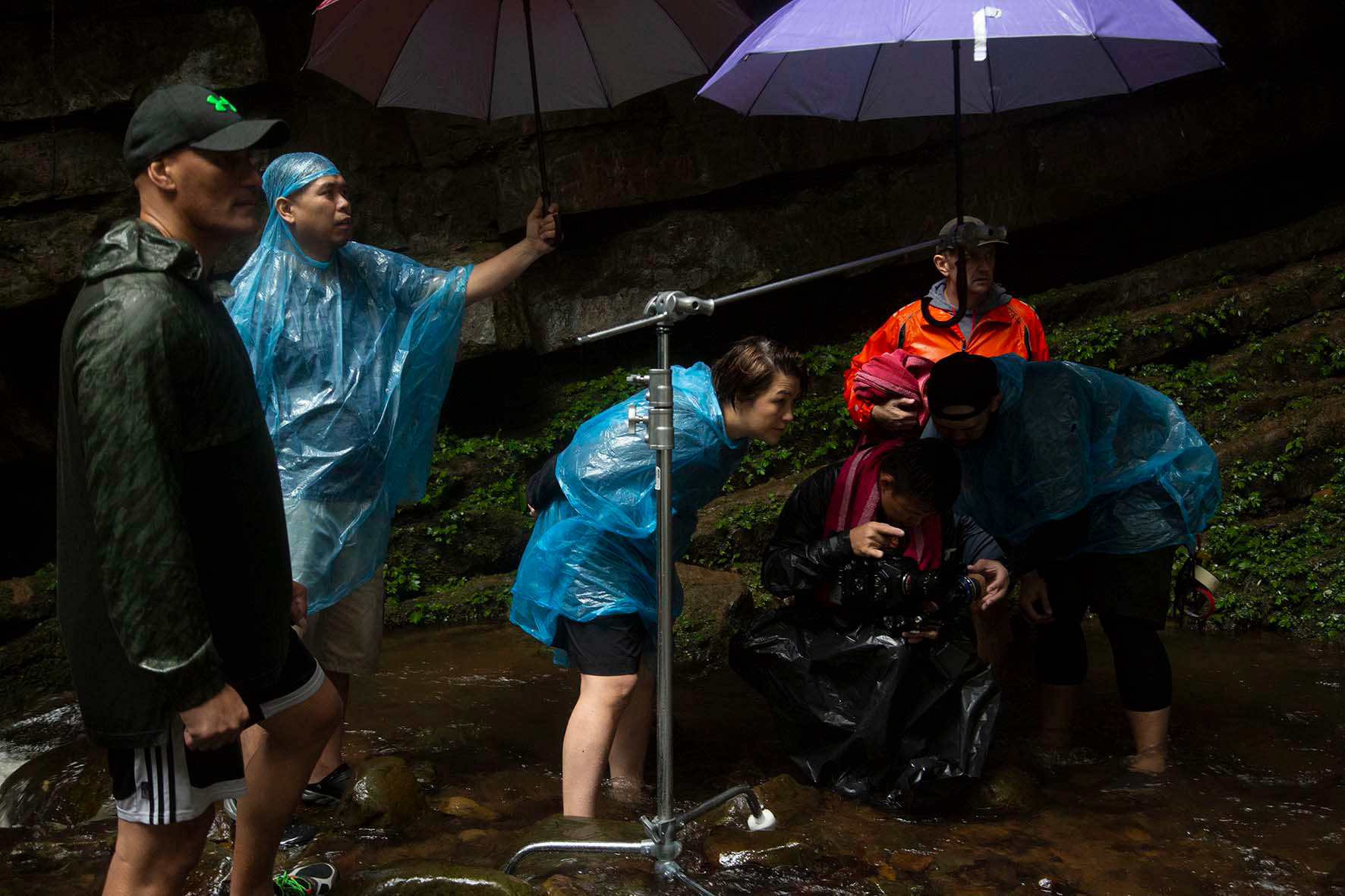 Filming at Mahua Falls.