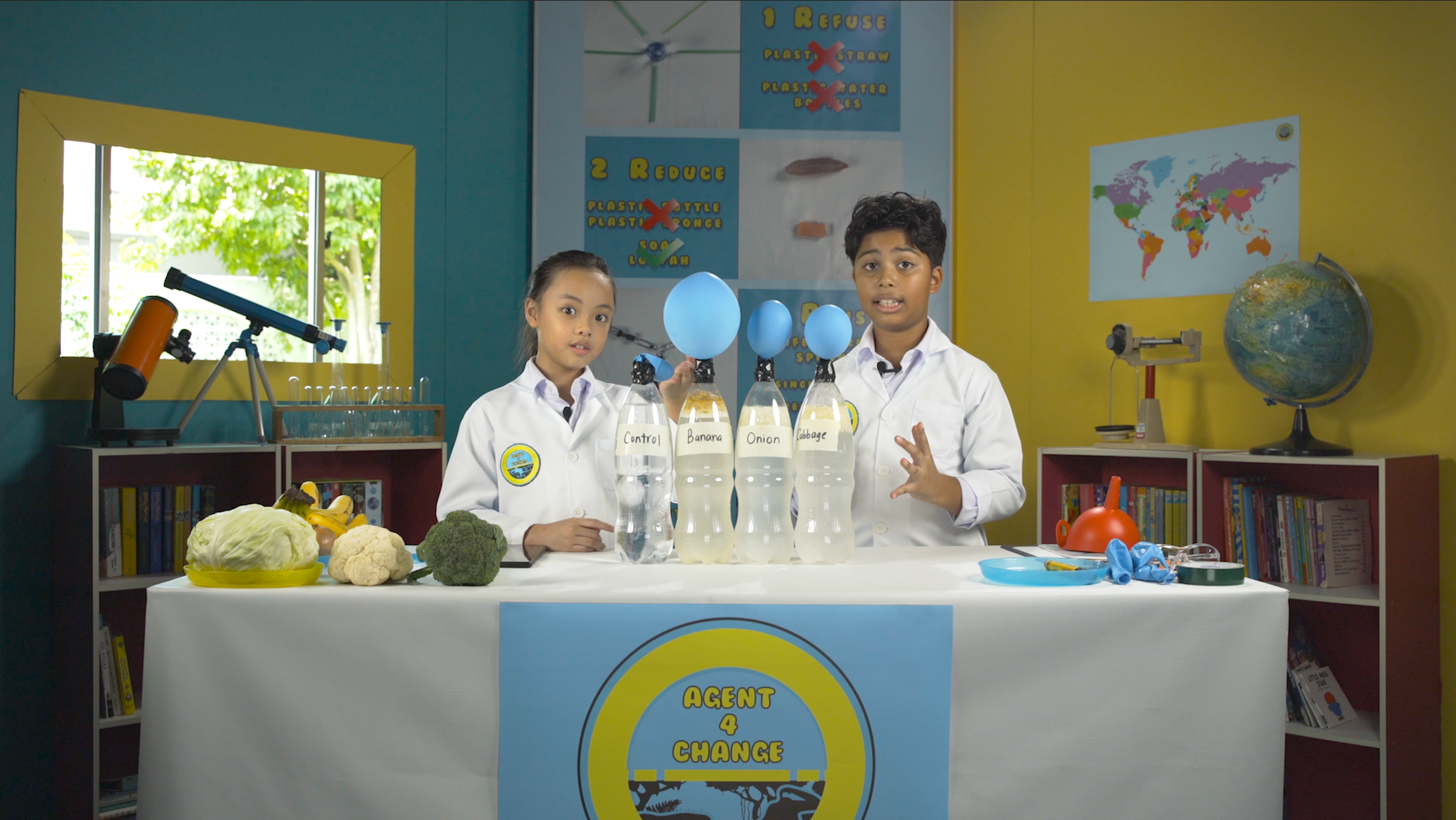Trish and Trash conduct a fun and gassy science experiment involving balloons and stinky vegetables. Their mission is to find out what ingredient will give off the most gas! Do this experiment at home and wow your family with your gassy knowledge.