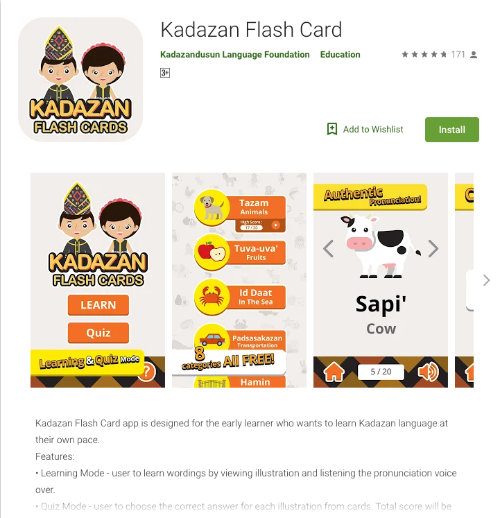 Kadazan Flash Card in Google Store.