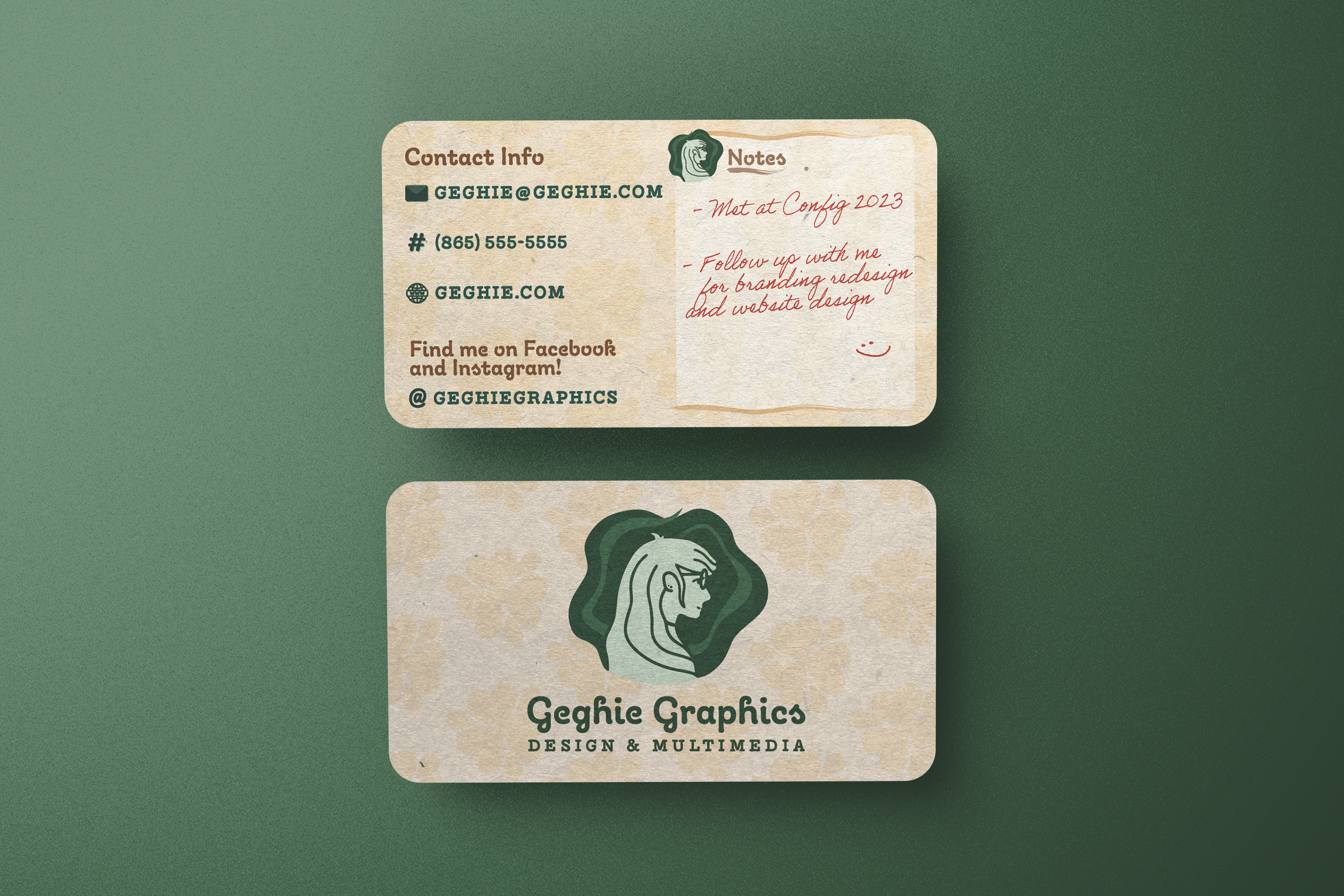 Business Card Design with Note Option