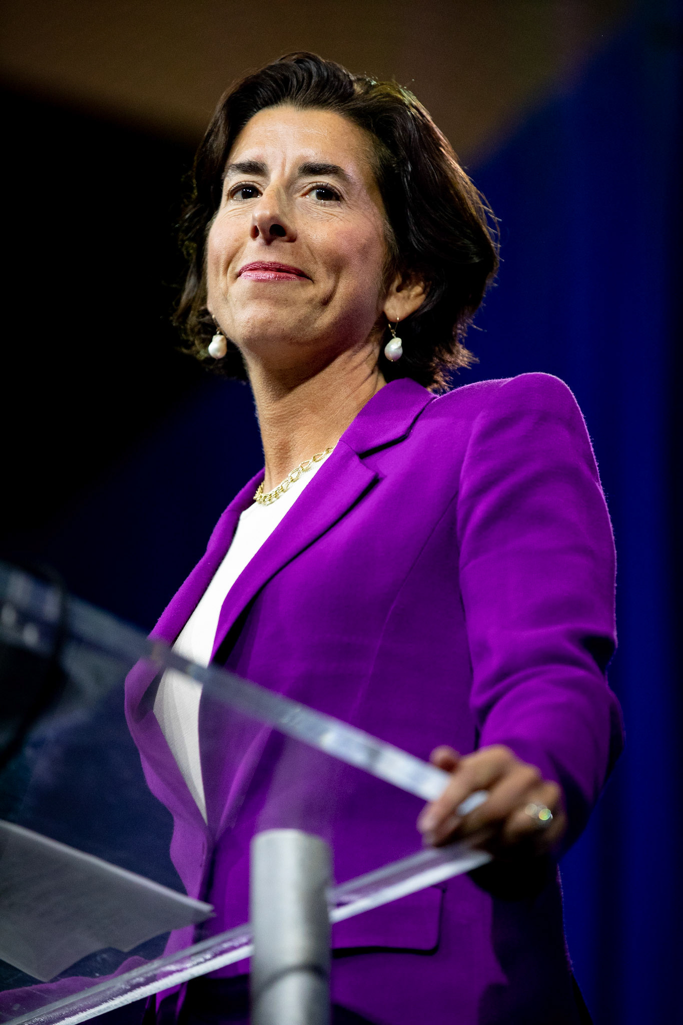 Governor Gina Raimondo defends her campaign platform to a packed room against attacks from challenger Alan Fung.
