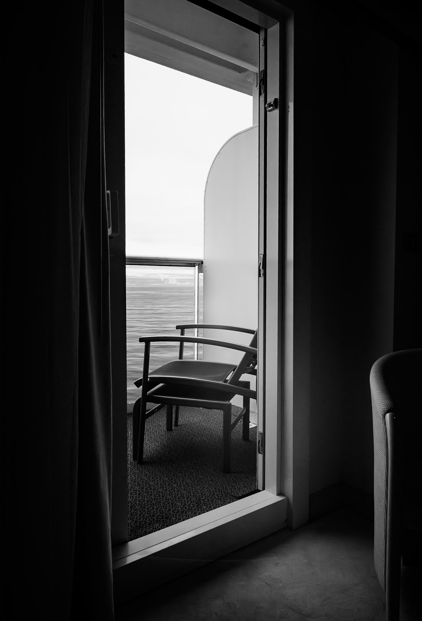 View out to the balcony during storm (IR)