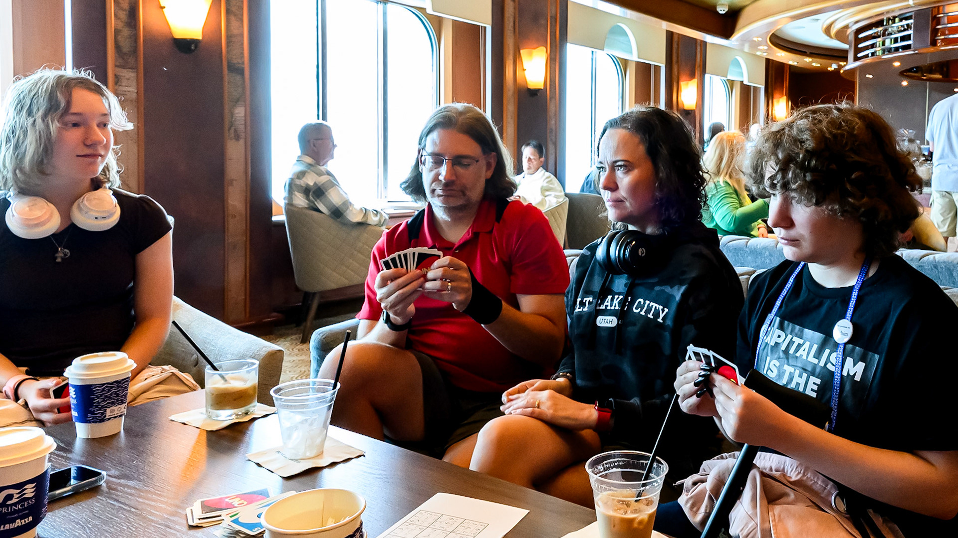 Jared's family in the Good Spirit Lounge