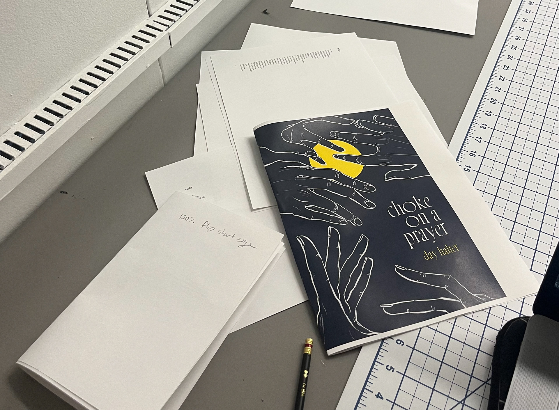 The first printed pages and my notes.