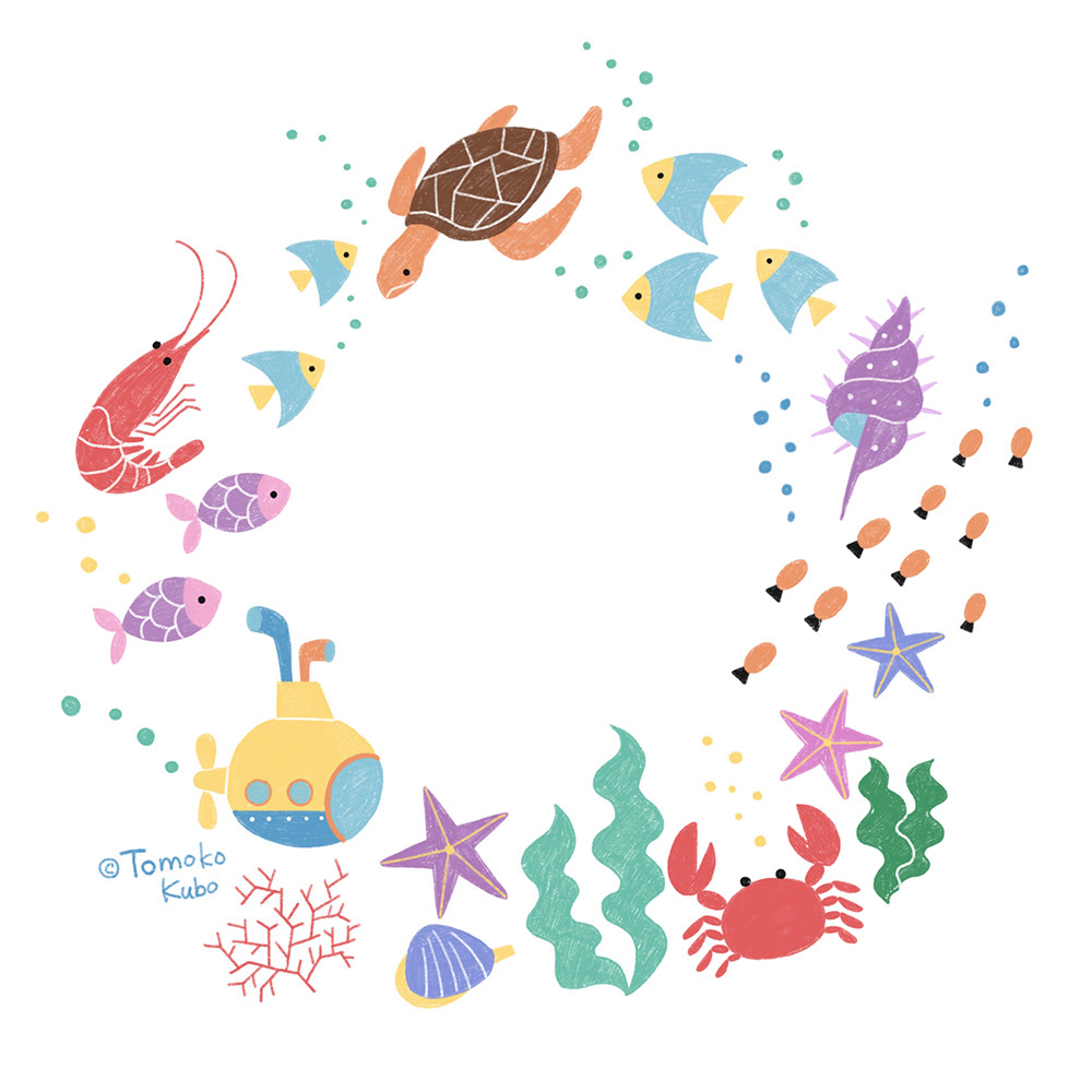 クボトモコの刺繍ギャラリー 海の日 Sea Day