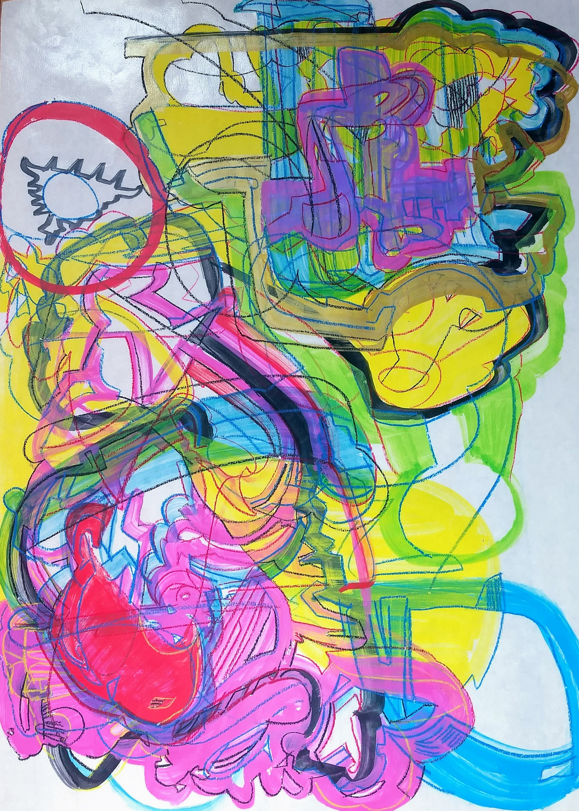 Empire City, Do No Wrong, Acrylic and China Marker on Stencil Paper, 24" x 18" 2018
