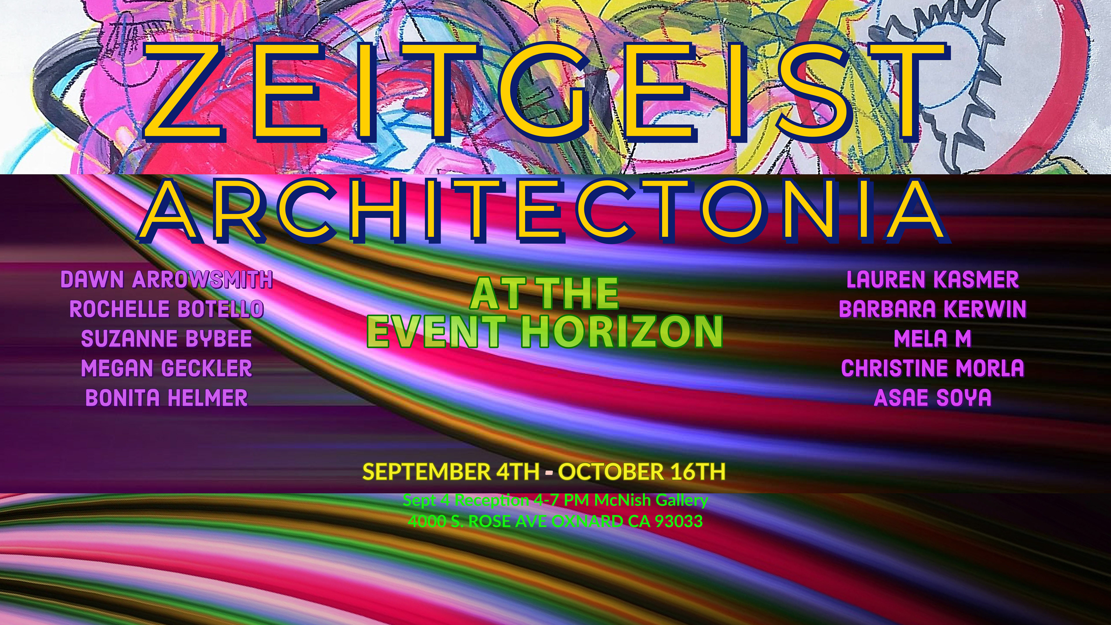 Exhibition Flyer Design for Zeitgeist Architectonia at the Event Horizon, curated by Mela M, 2019