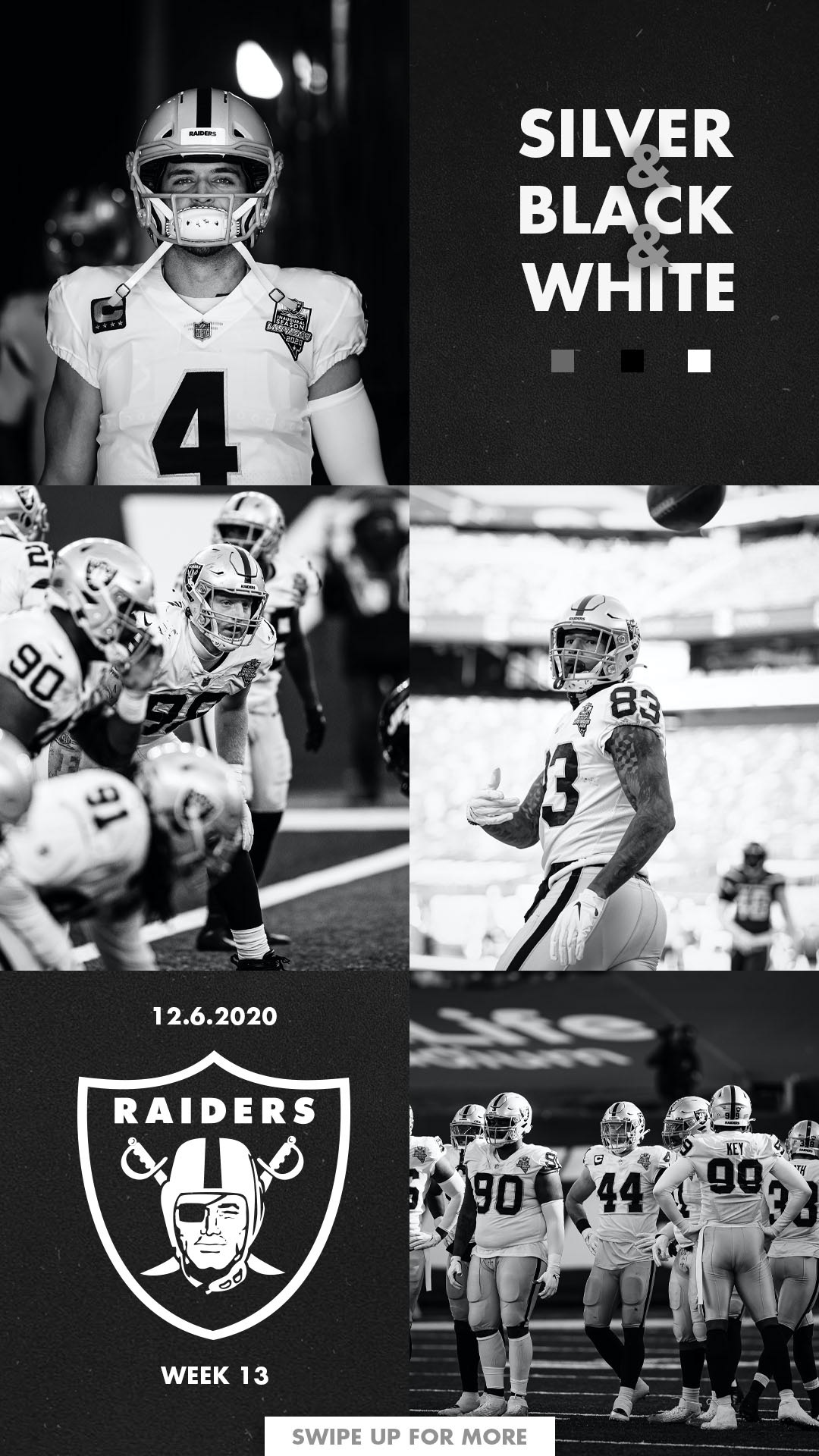 A 2020 IG Story promoting a 'Silver & Black & White' gallery for each game of the season.