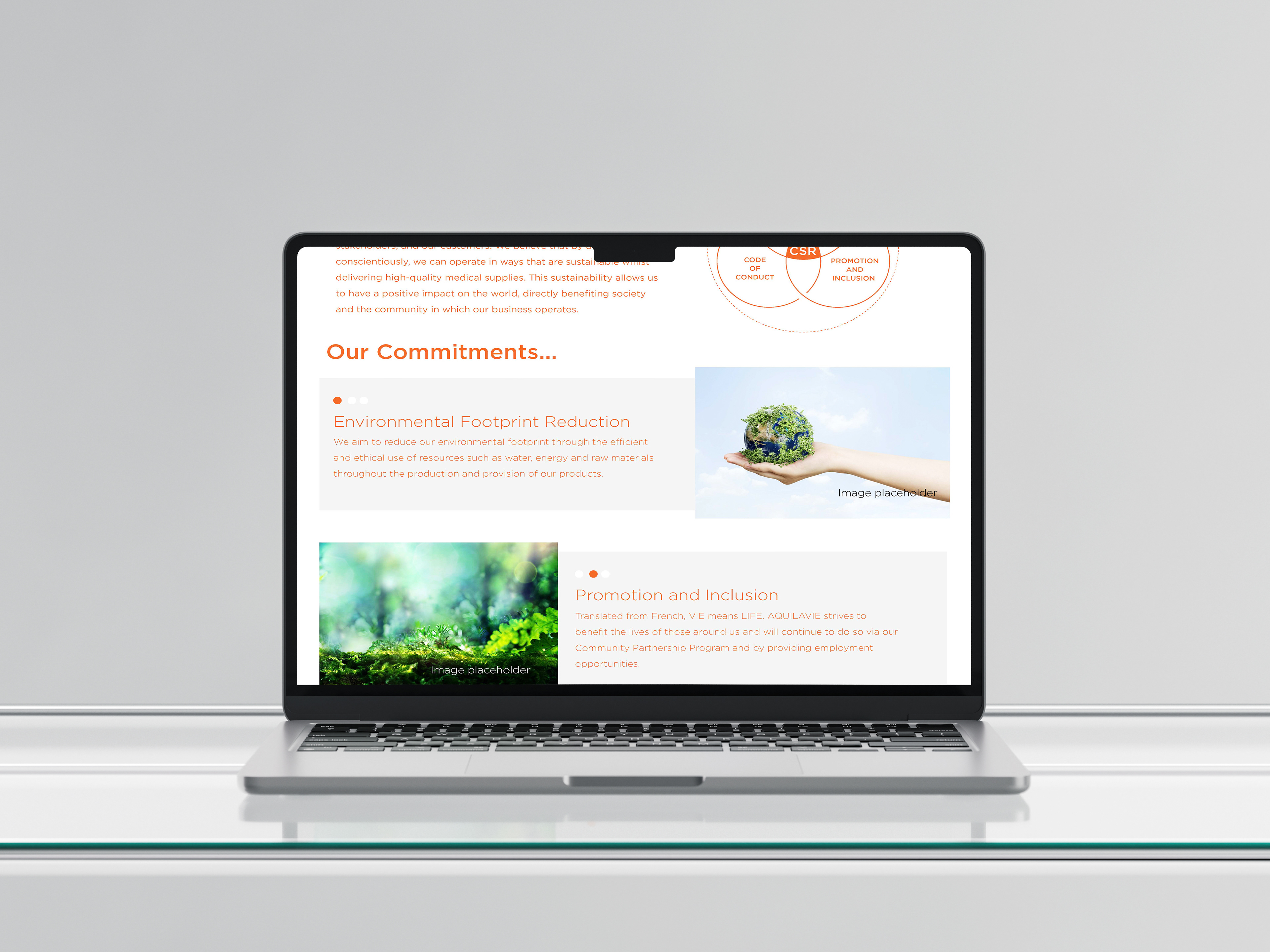 Aquila Healthcare Website Layout