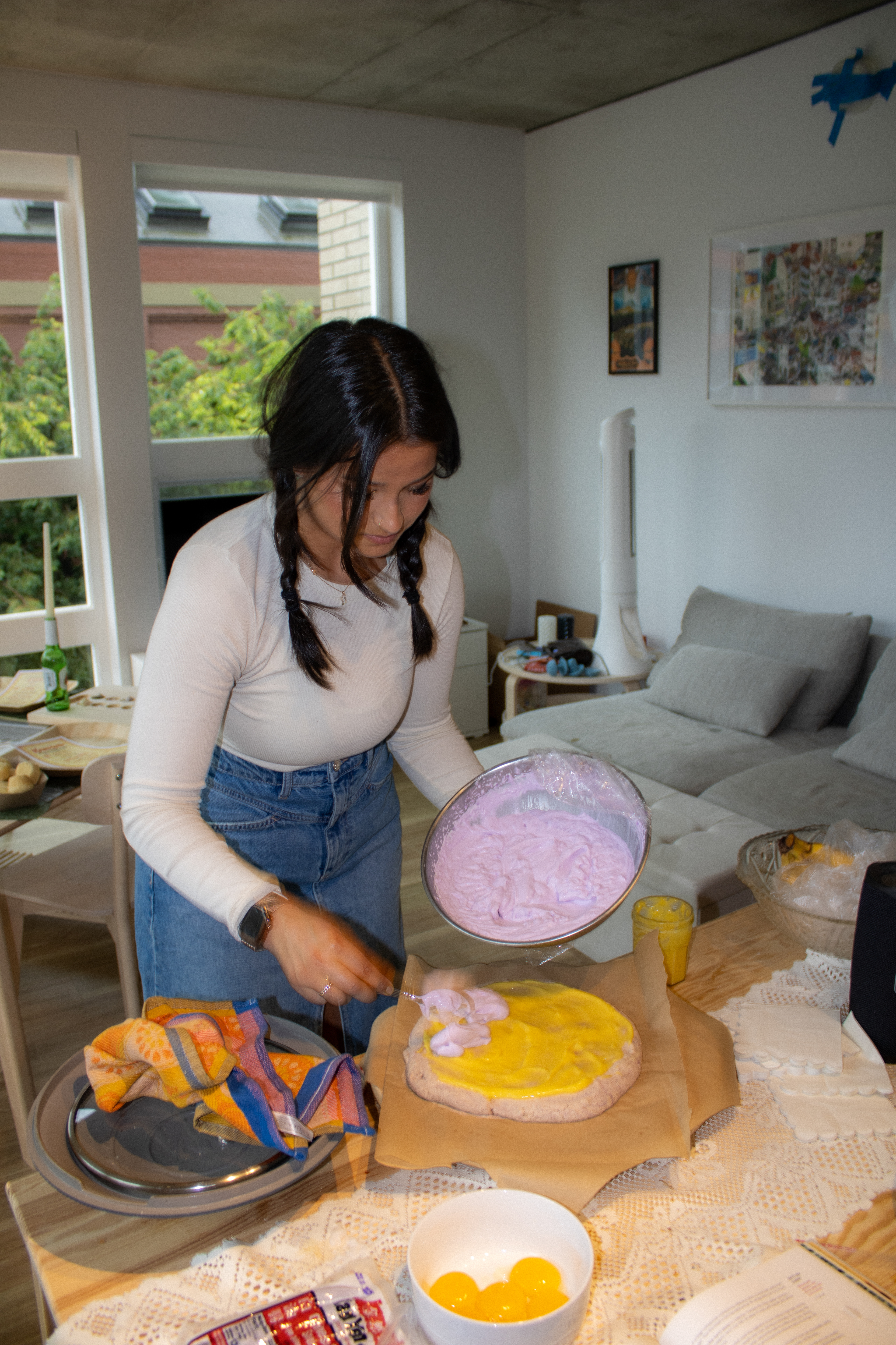 Preparing a Halo Halo Dacquoise Cake