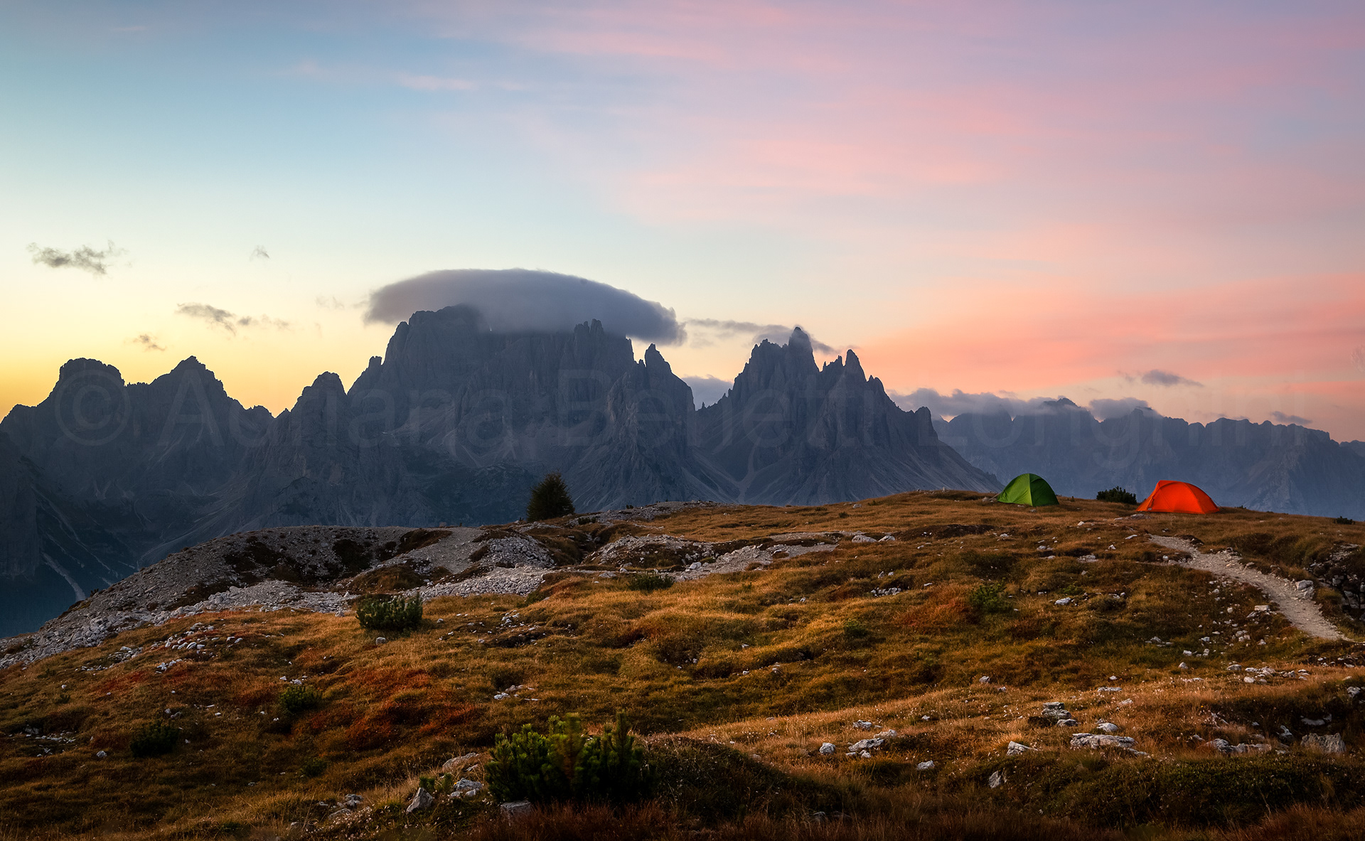 Cadini di Misurina mountainsat dawn.