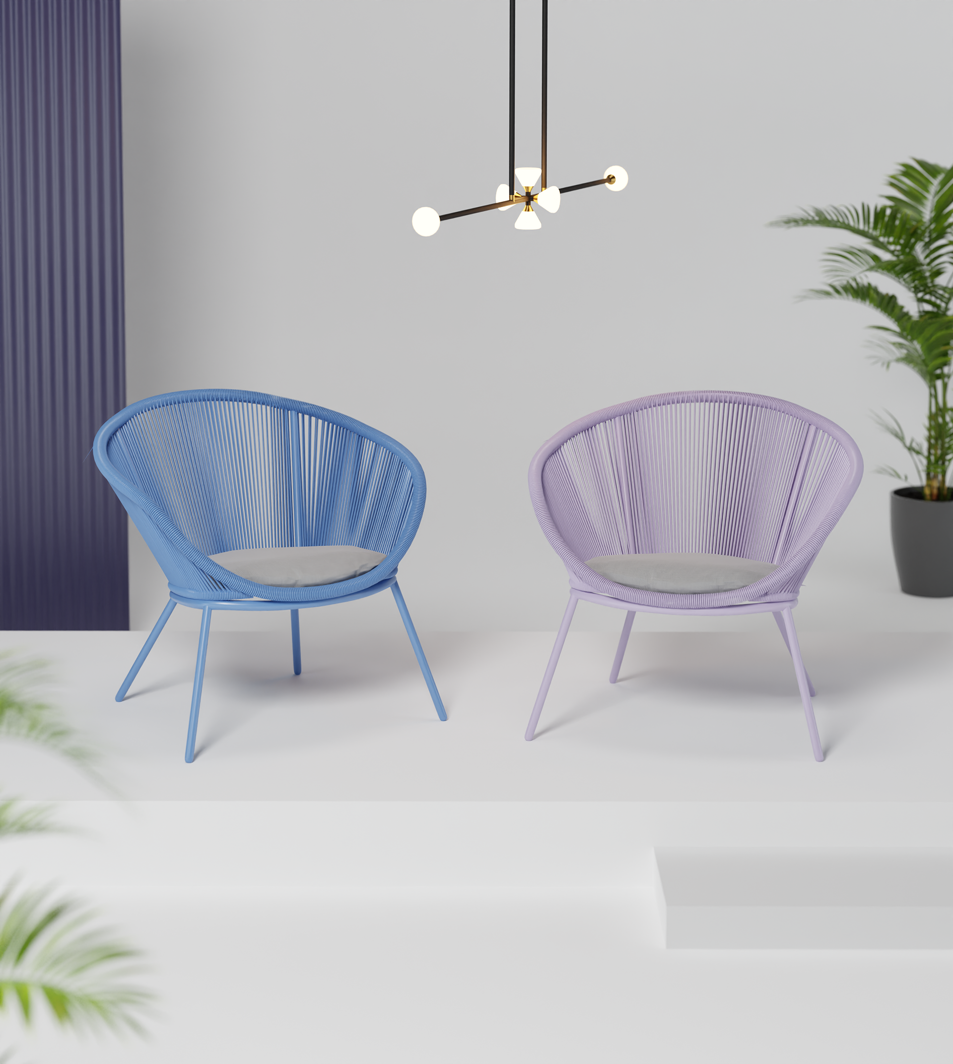 First render of shape explorations for this range - here I wanted to create a cocooning effect, but in the end the simple circular shape appeared stronger.