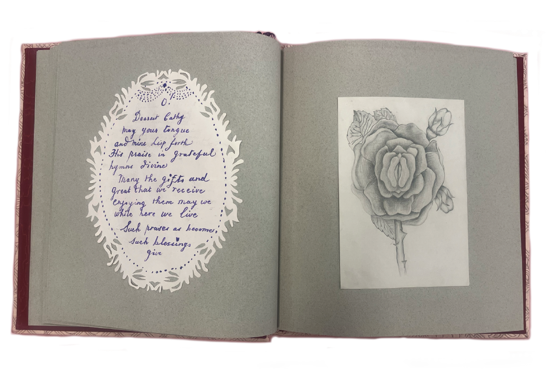 9. Papercut poem and drawing of flower (calligraphy by Franny Bennett)