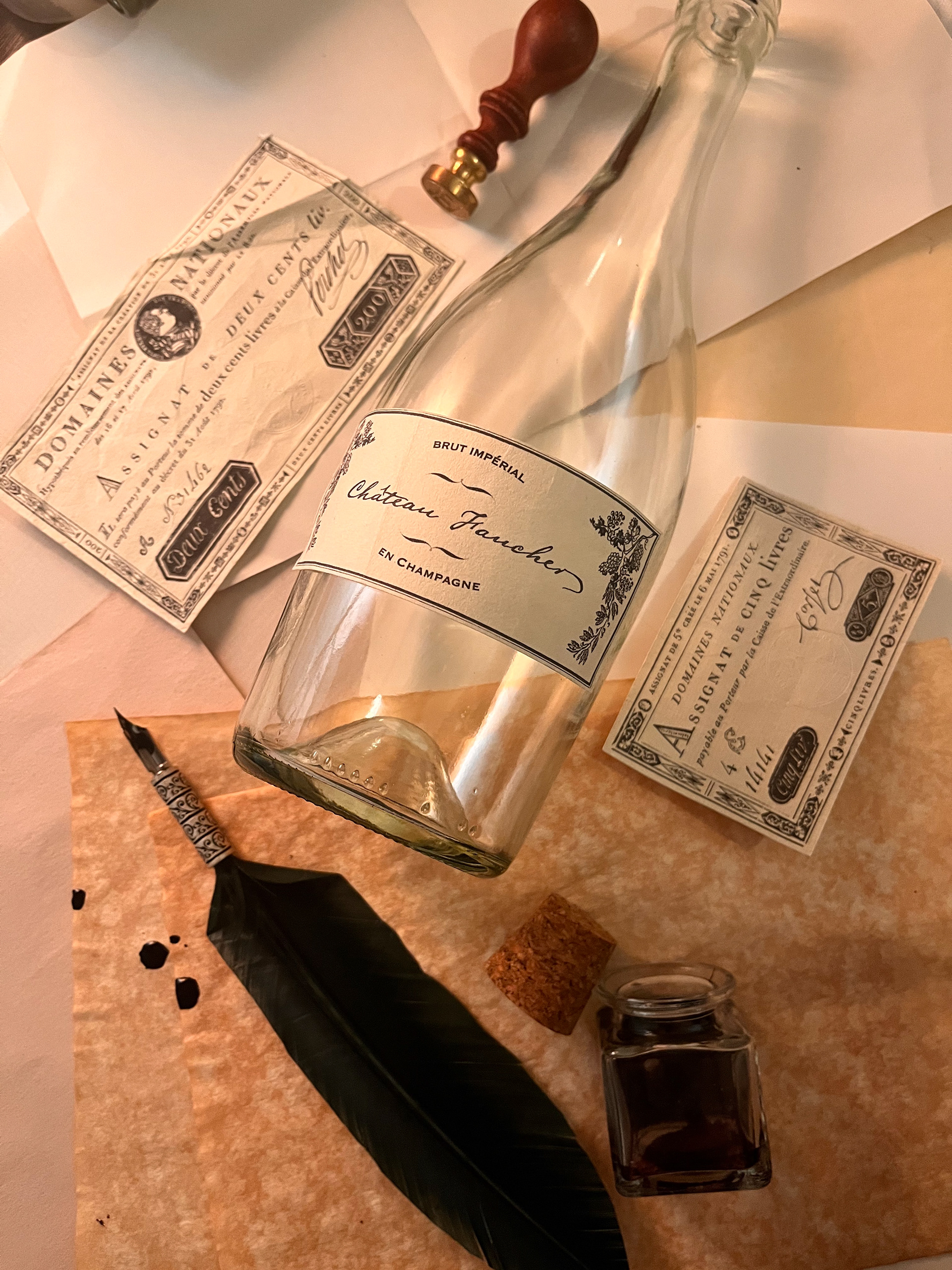 Wine label designed by me with assignats printed from archives