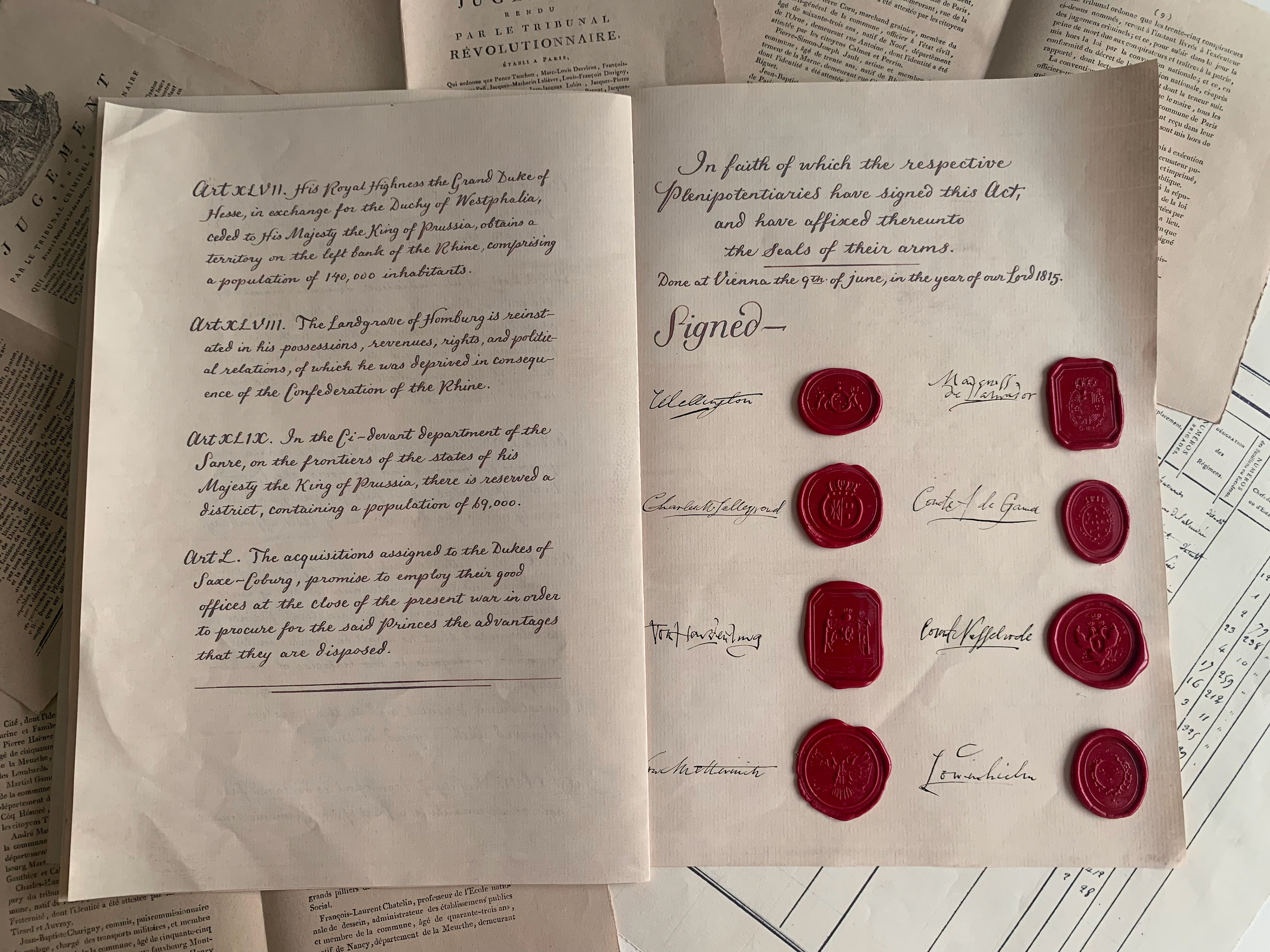 Wax seals I designed to go alongside calligraphy done by Jim Staines