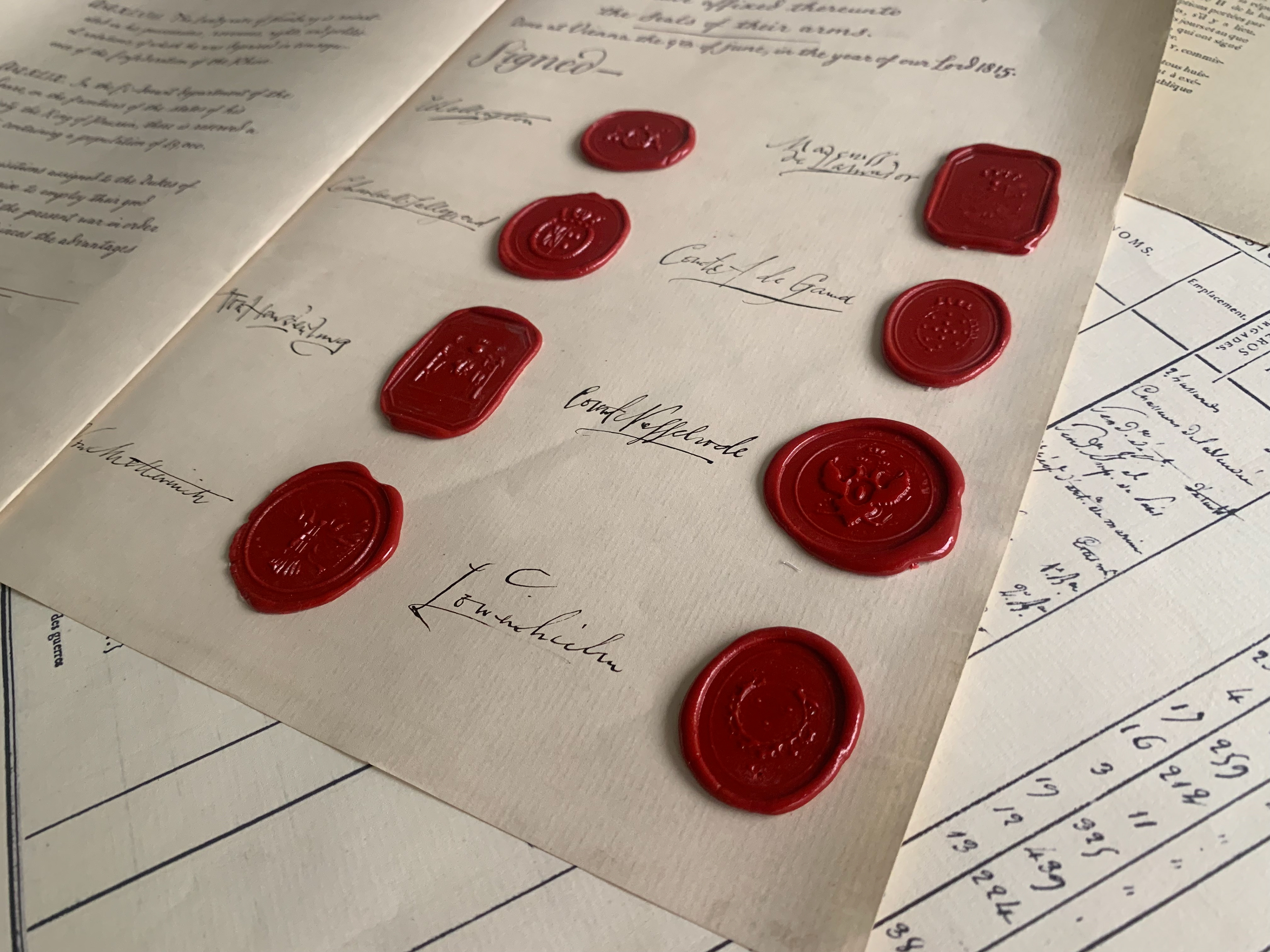 Wax seals I designed to go alongside calligraphy done by Jim Staines