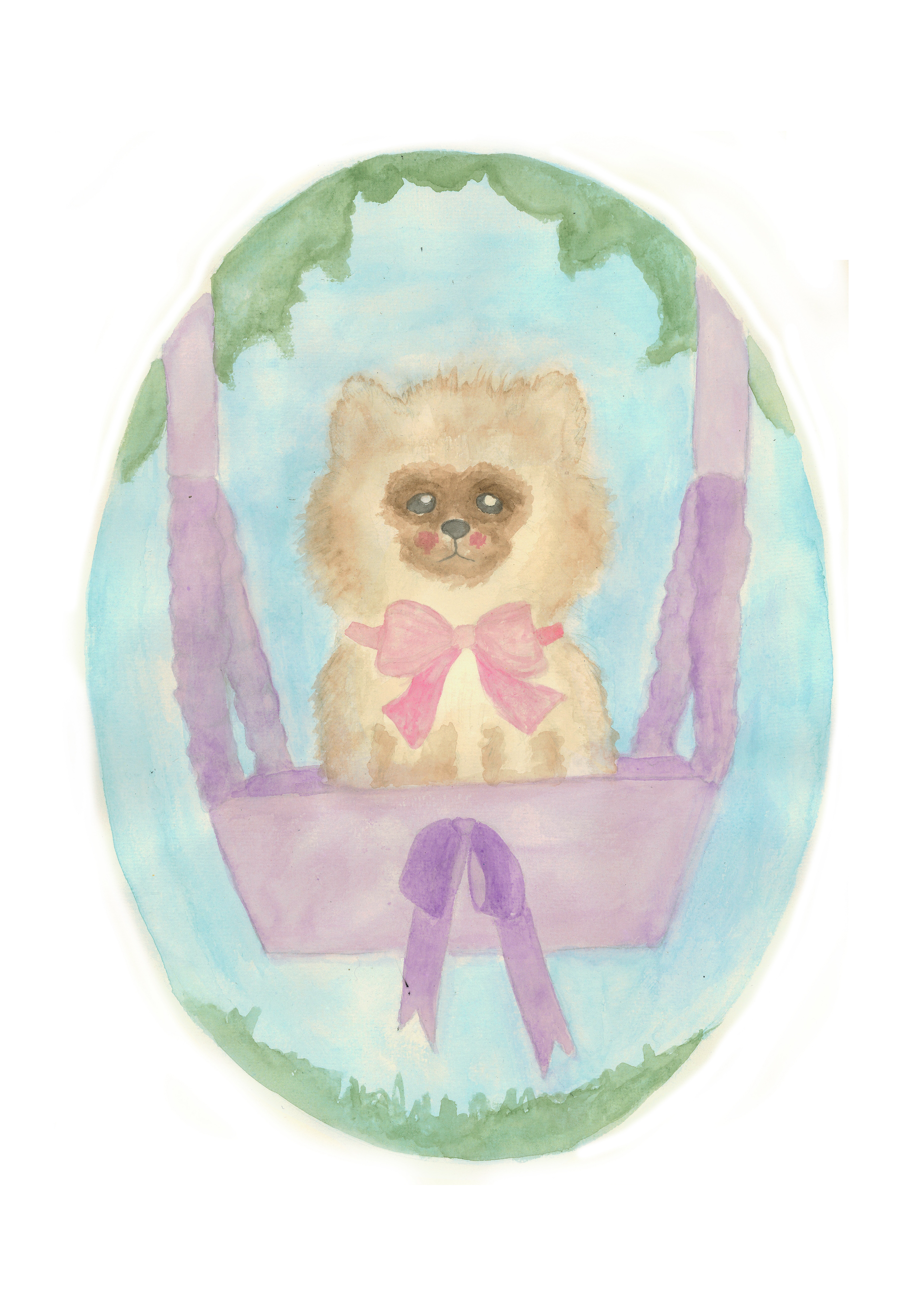 Naive portrait of Bubbles Isabella's dog