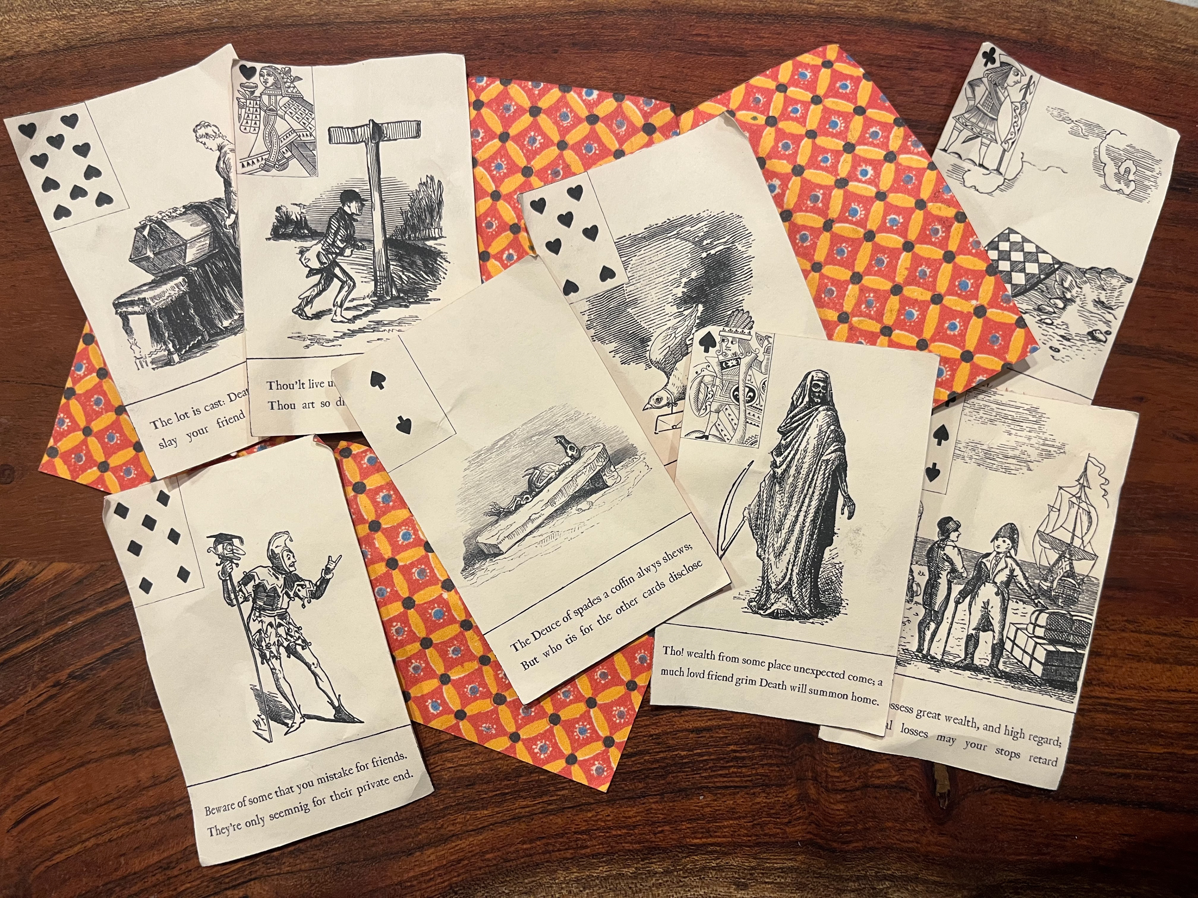 Georgian style tarot cards for hanging day market stall