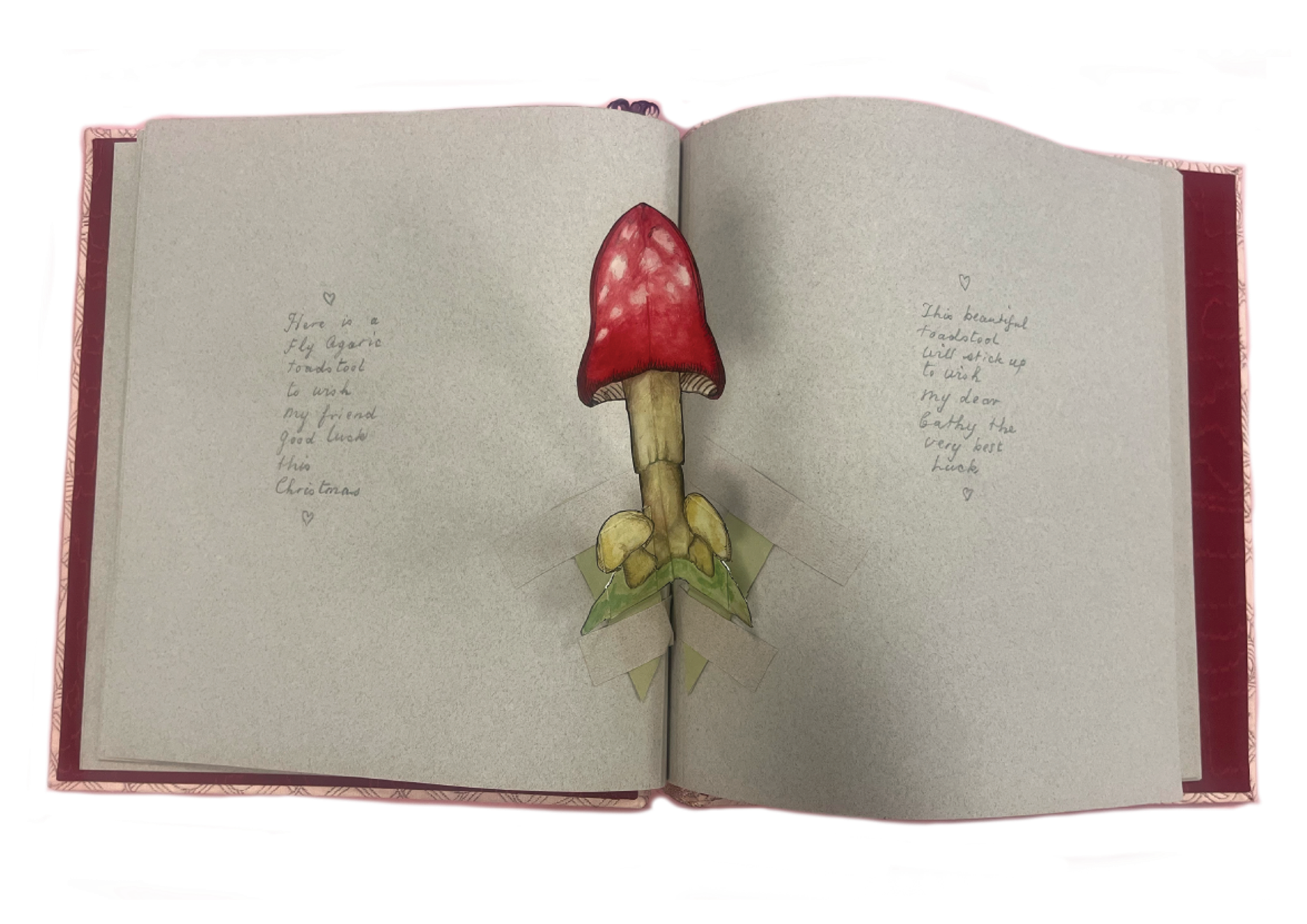 10. Pop-up fly agaric mushroom (calligraphy by Franny Bennett)