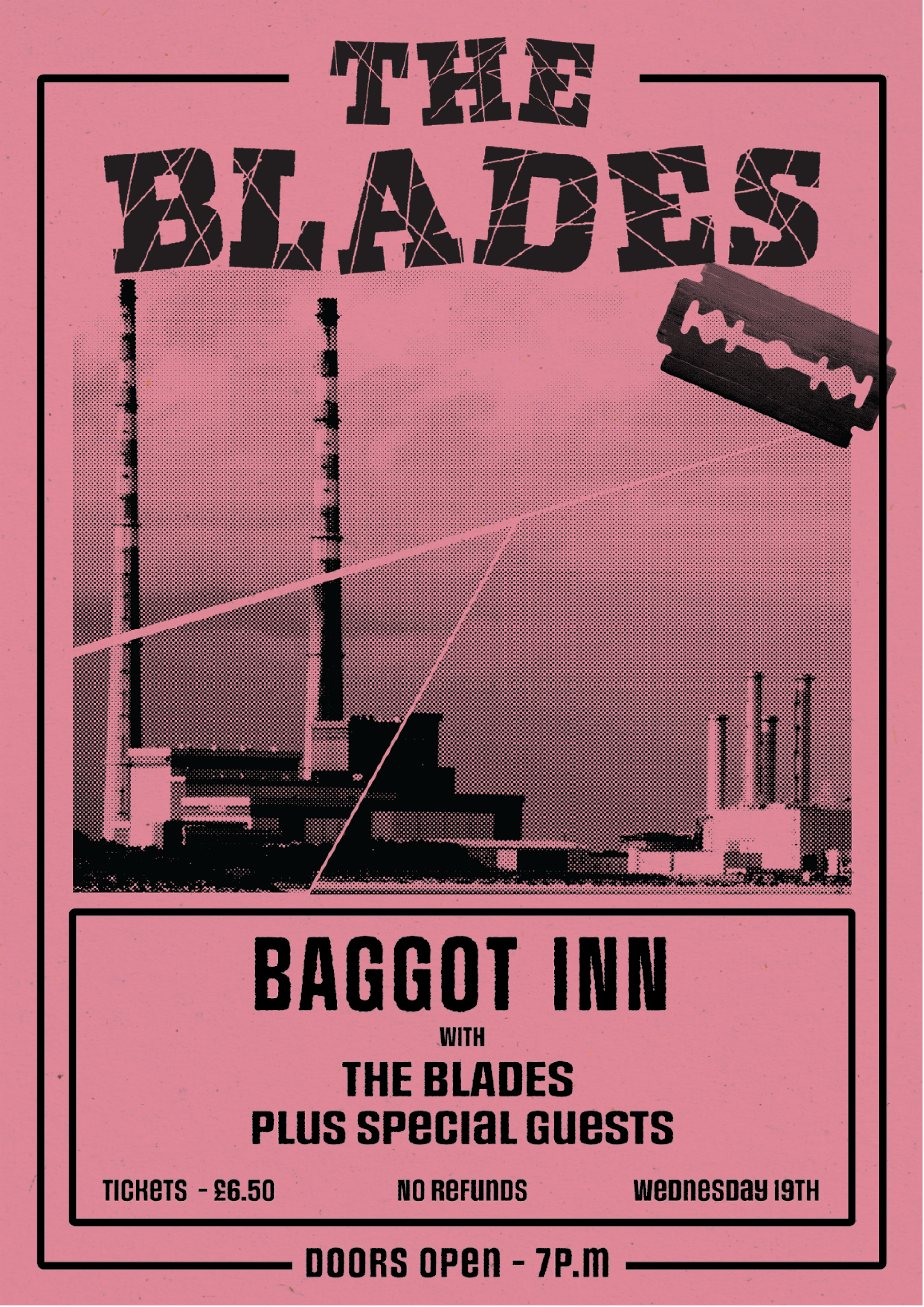 Poster design for real Blades concert that took place in Dublin in the 80's
