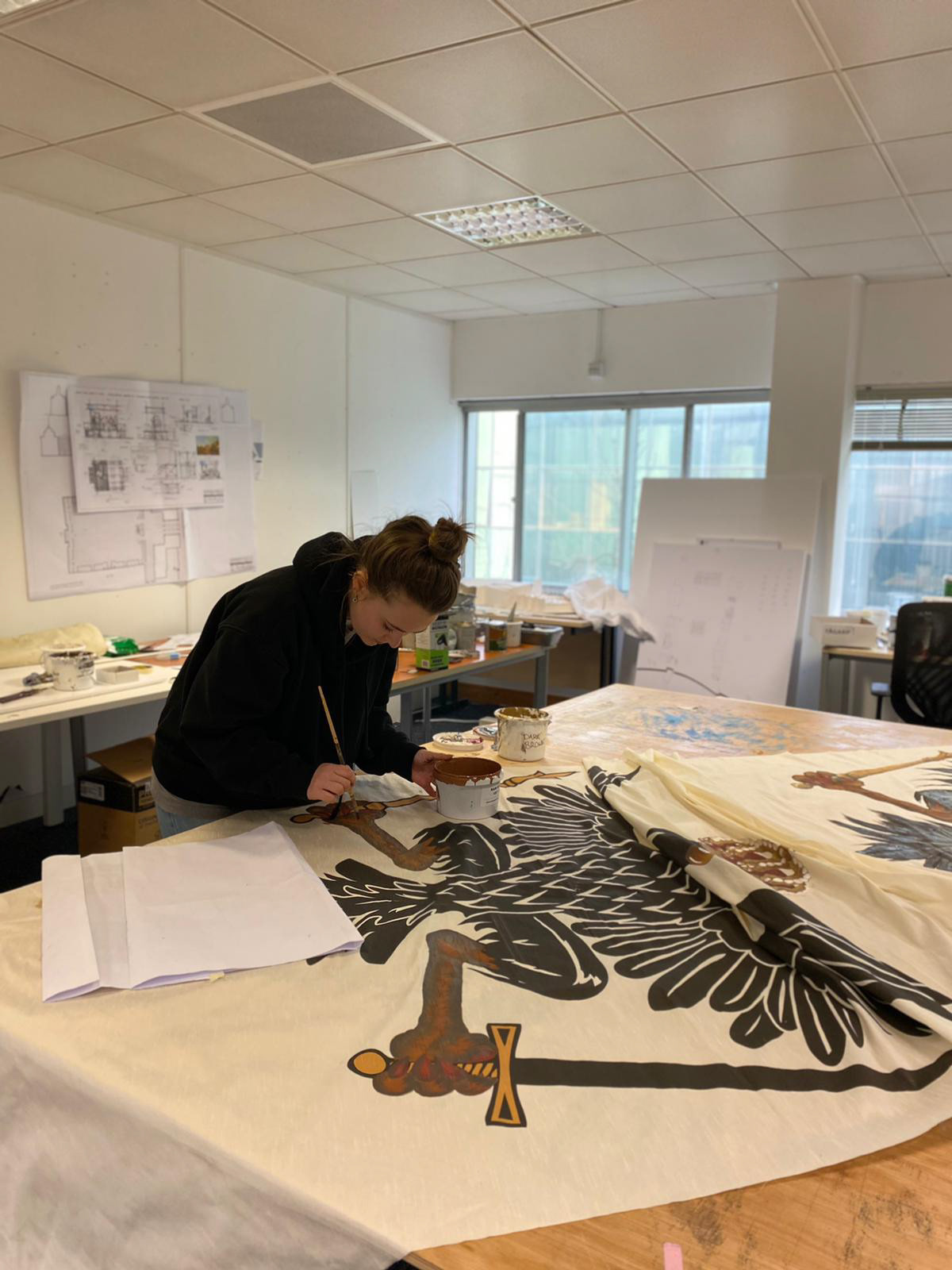 Painting over a template for flag designs