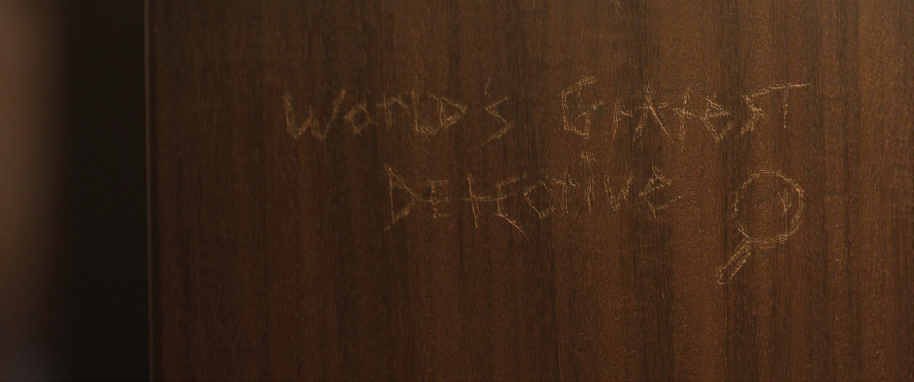 Hand etched in bed side table