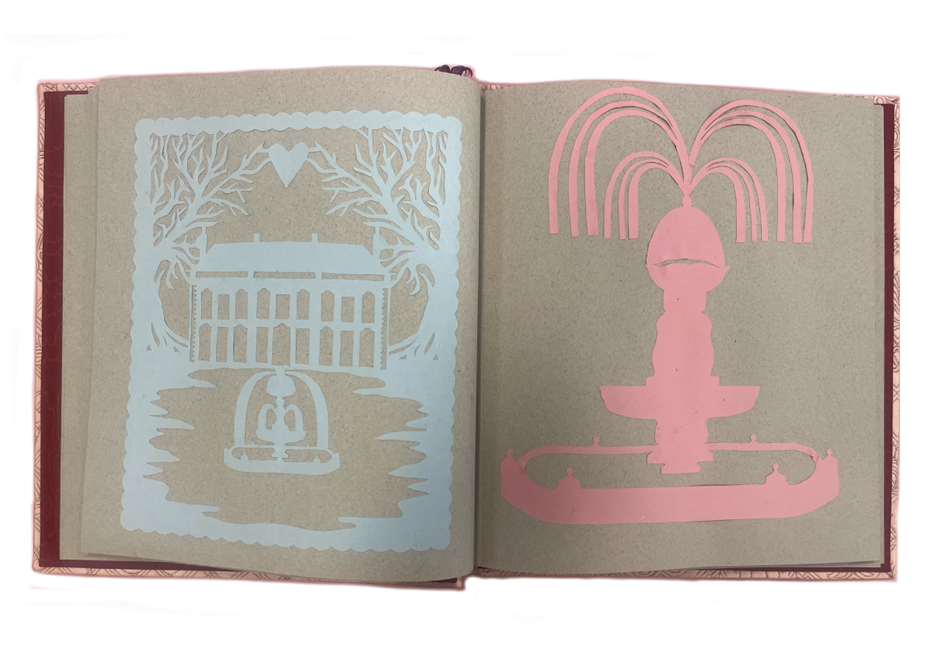 8. Papercut of Thrushcross Grange and the water fountain