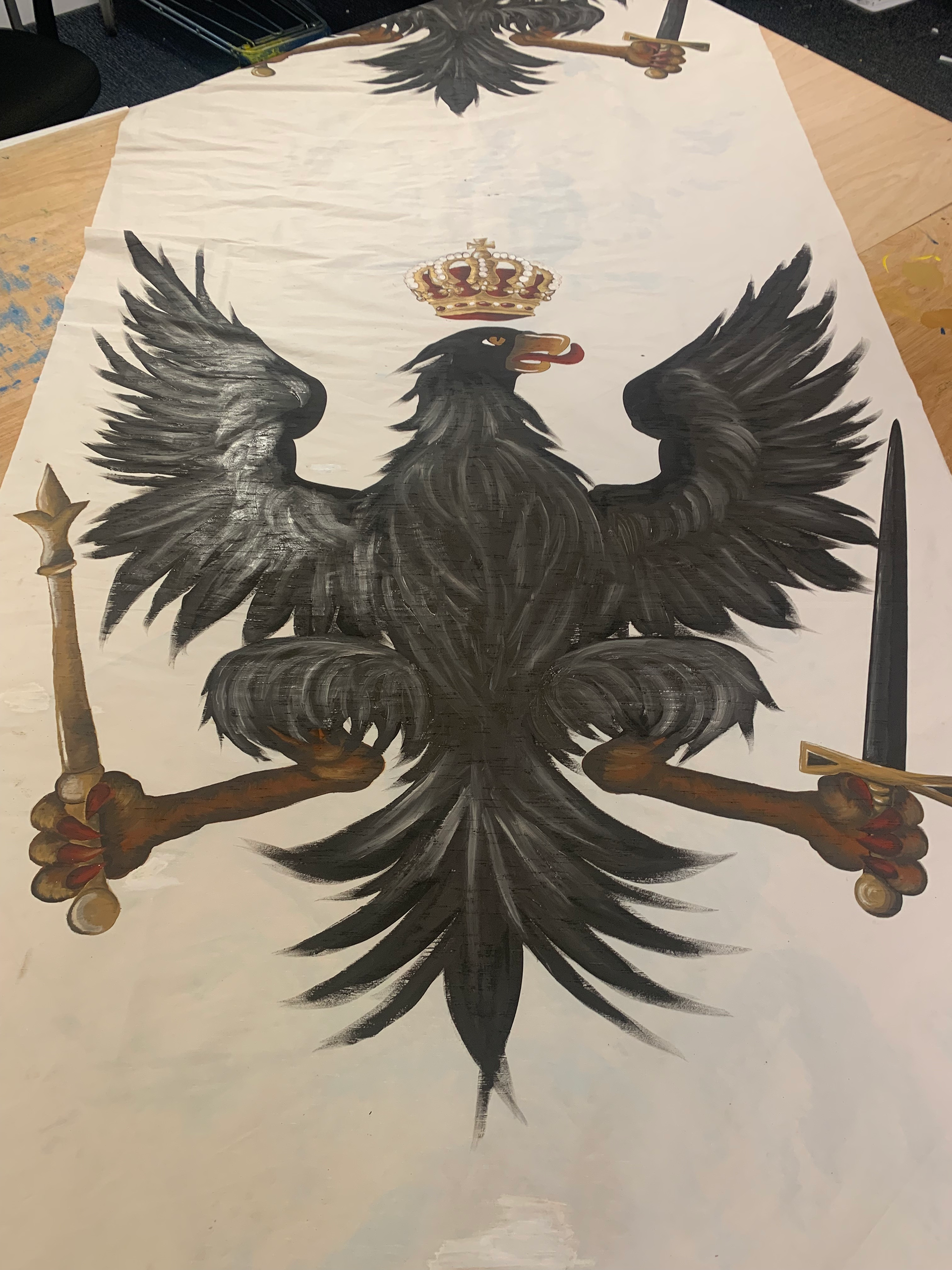 Painting over a template for flag designs