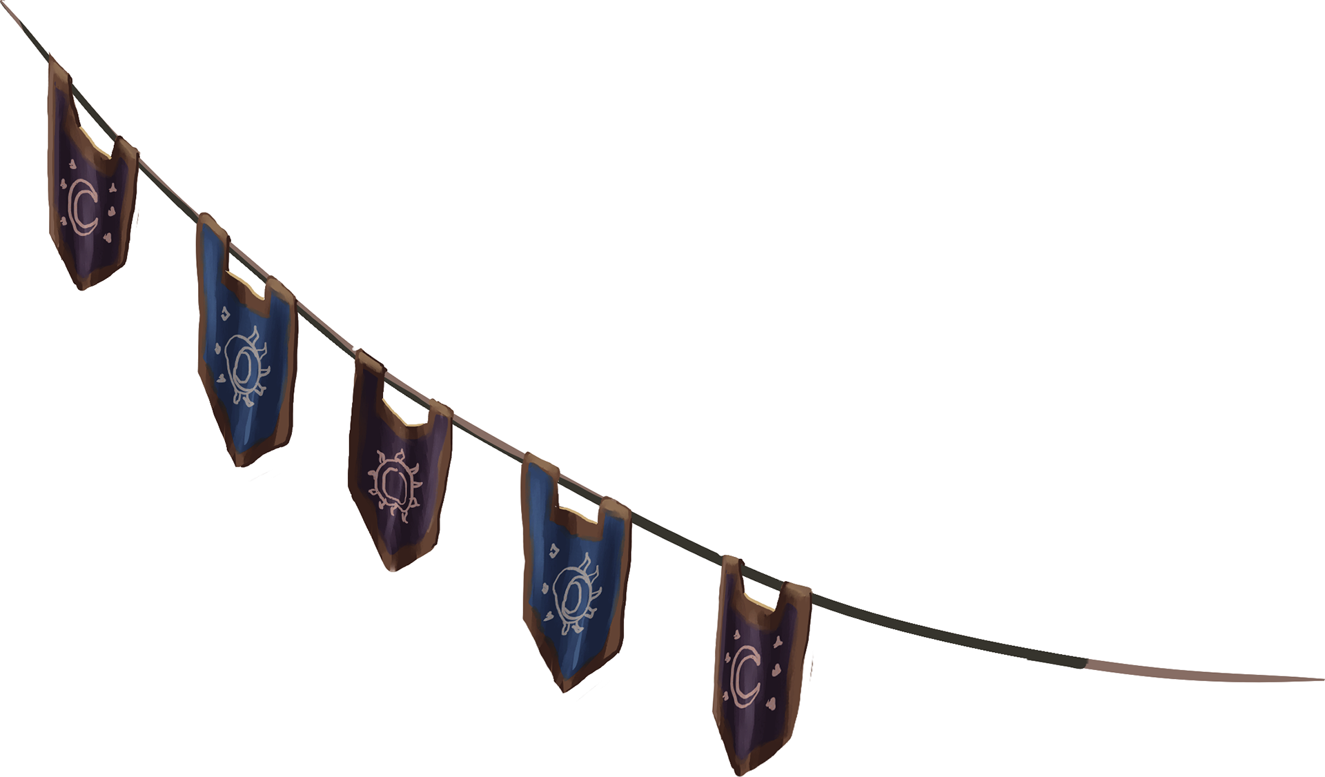 Design of a flag garland, featuring colorful flags strung together for festive decoration.