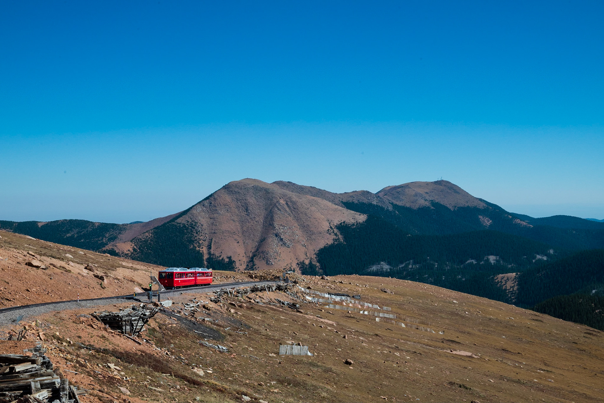 Train Waiting to be Passed at the Alpine Siding