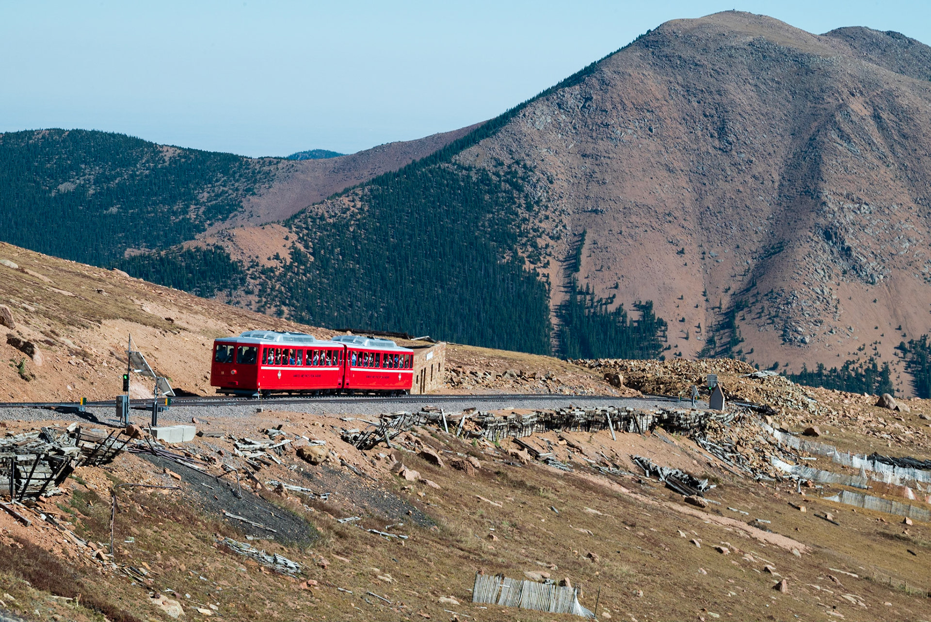 Train Waiting to be Passed at the Alpine Siding