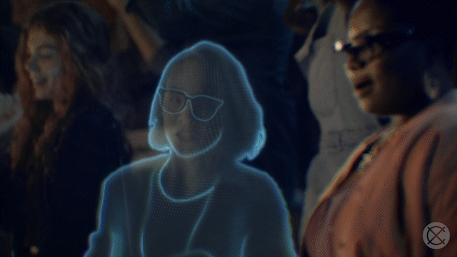 (META) Lead Flame / Editor: Stage and performers composite created from individual elements, tracked into screen, Holographic effect, background retouch, roto