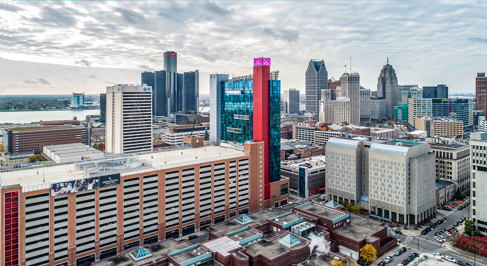 Detroit skyline view from Gratiot Avenue