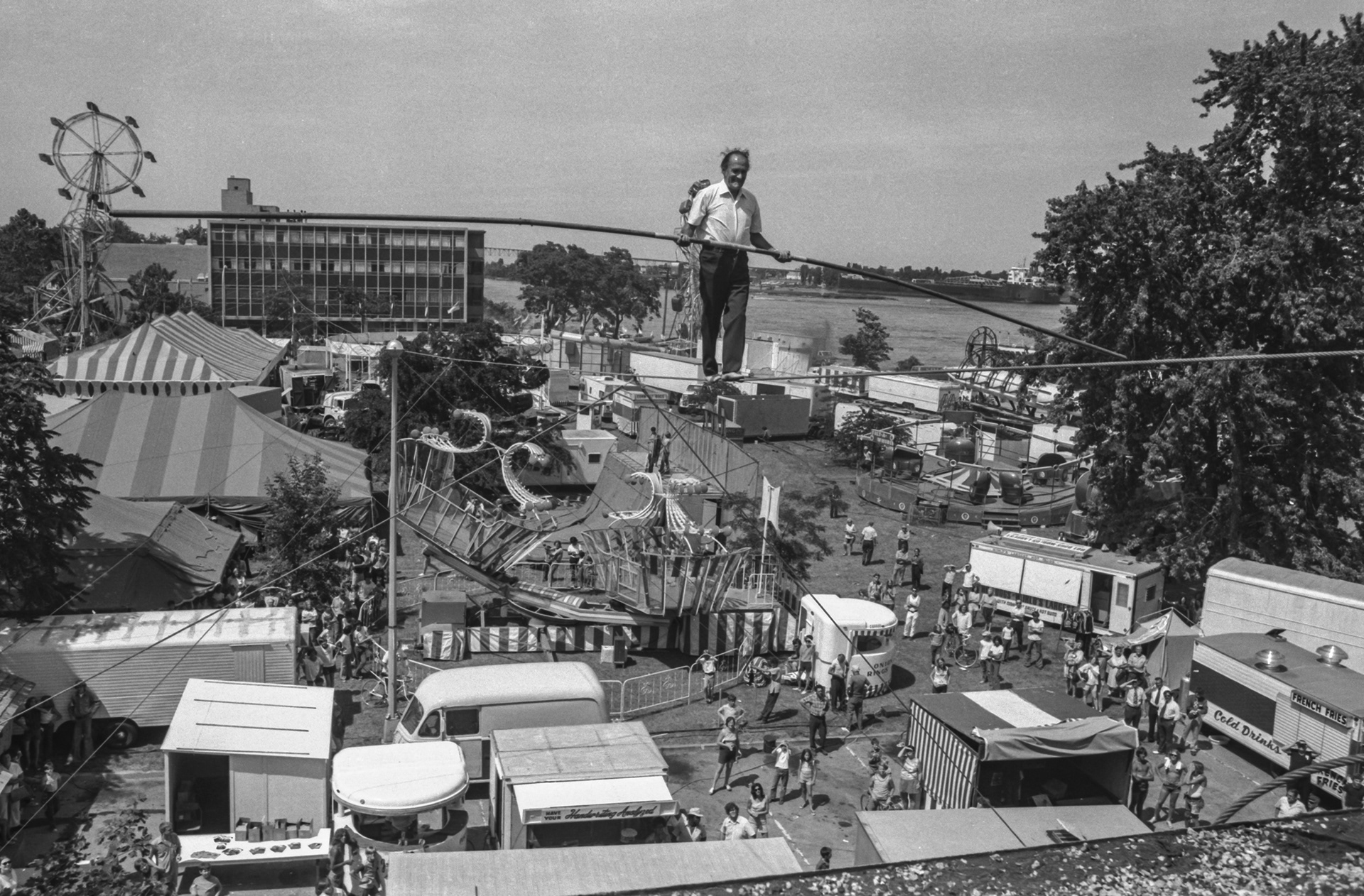 Karl Wallenda over the Blue Water Festival grounds, mid 1970s (died in 1978)