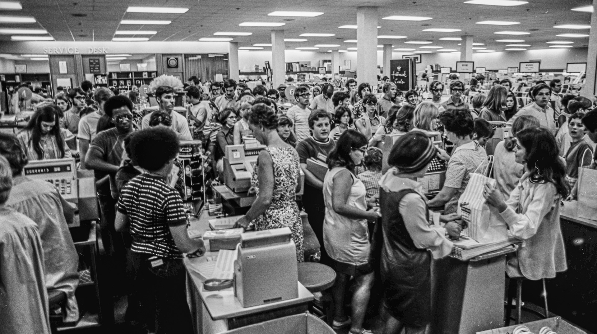 Campus bookstore, first week of classes