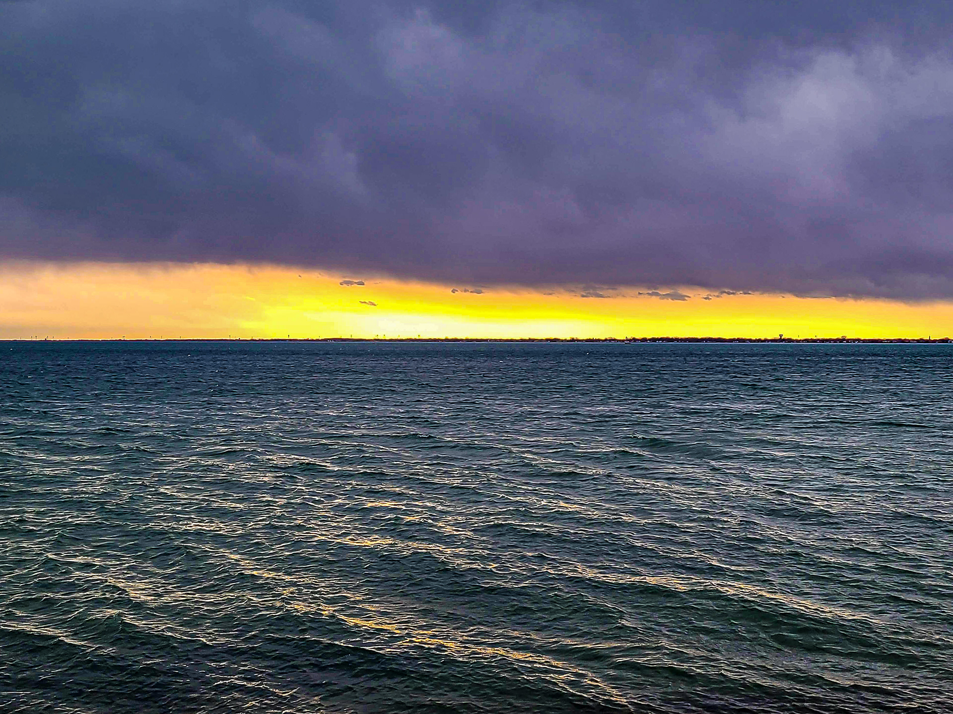 Cold and rain moving in over Lake St Clair, April 13, 2022