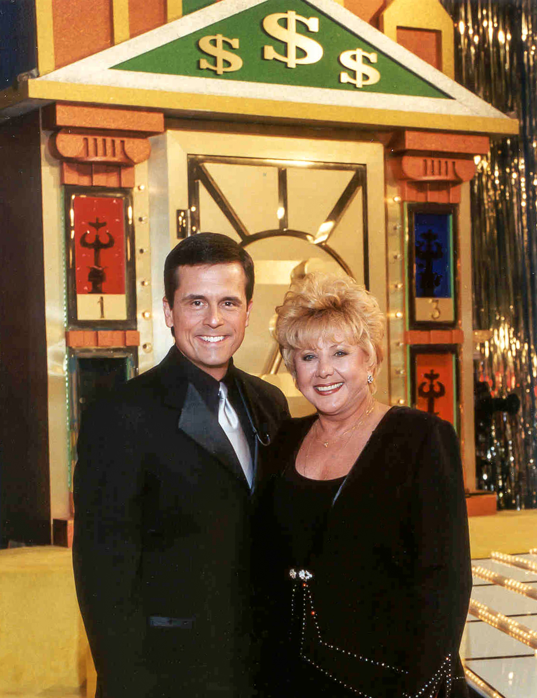 Chuck Gaidica & Aggie Usedley on set of MI Lottery TV show at WDIV-TV4