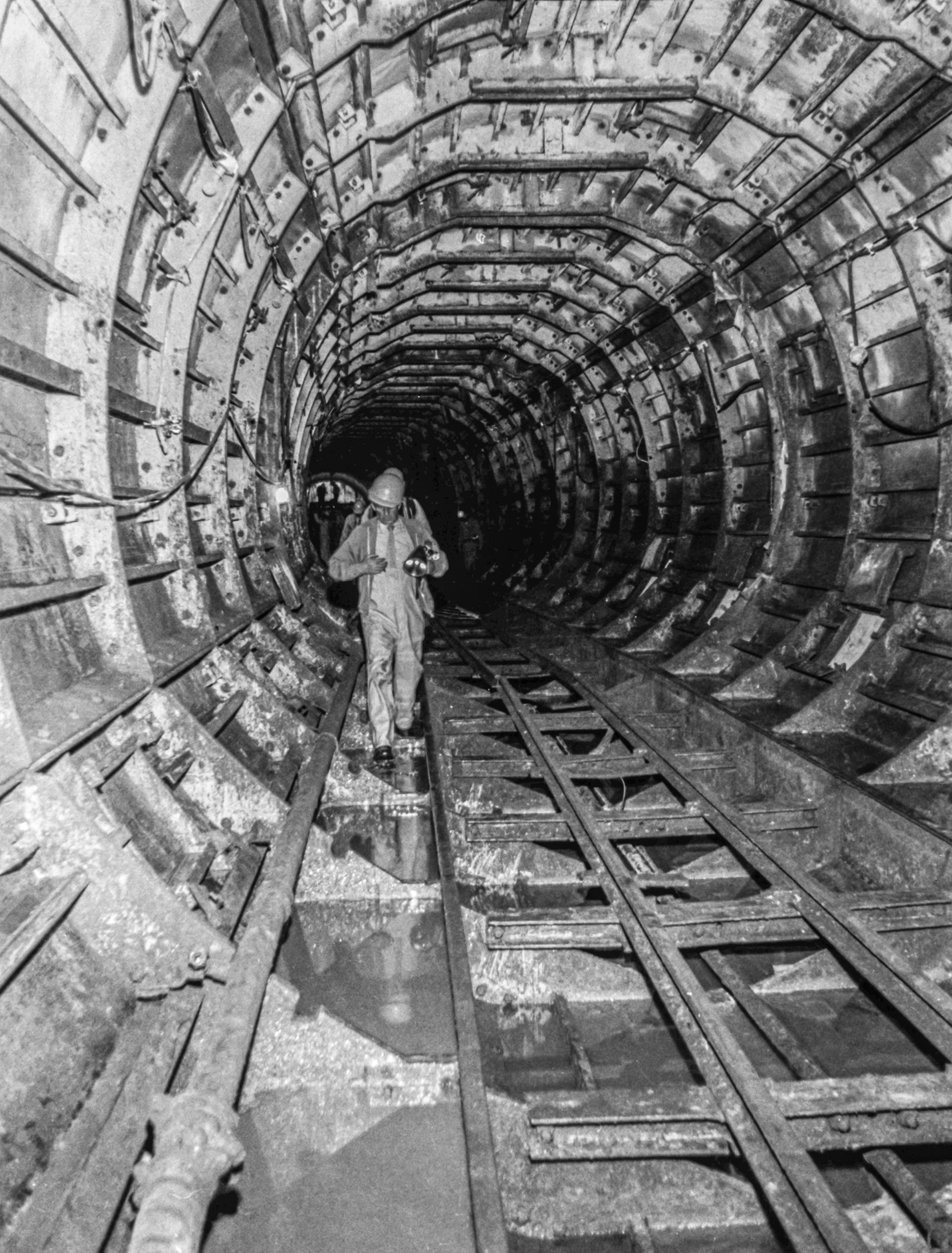 The Detroit water intake tunnel under construction
