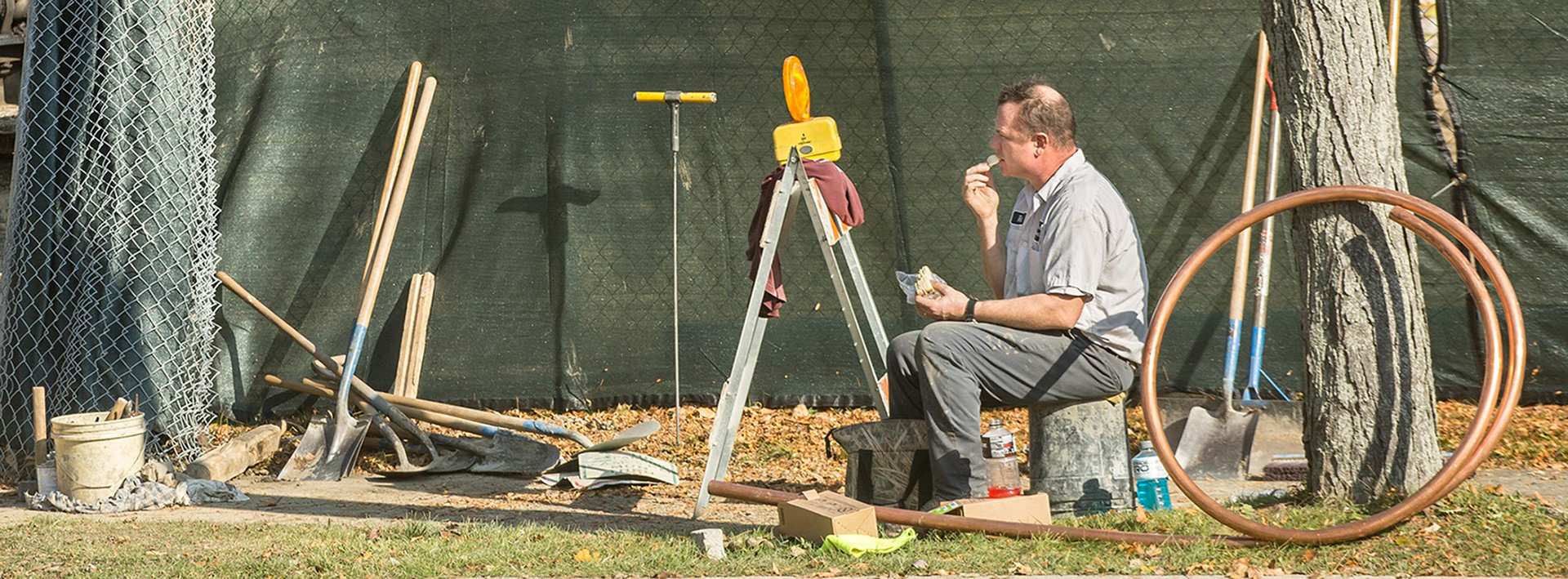 Construction worker, lunch break