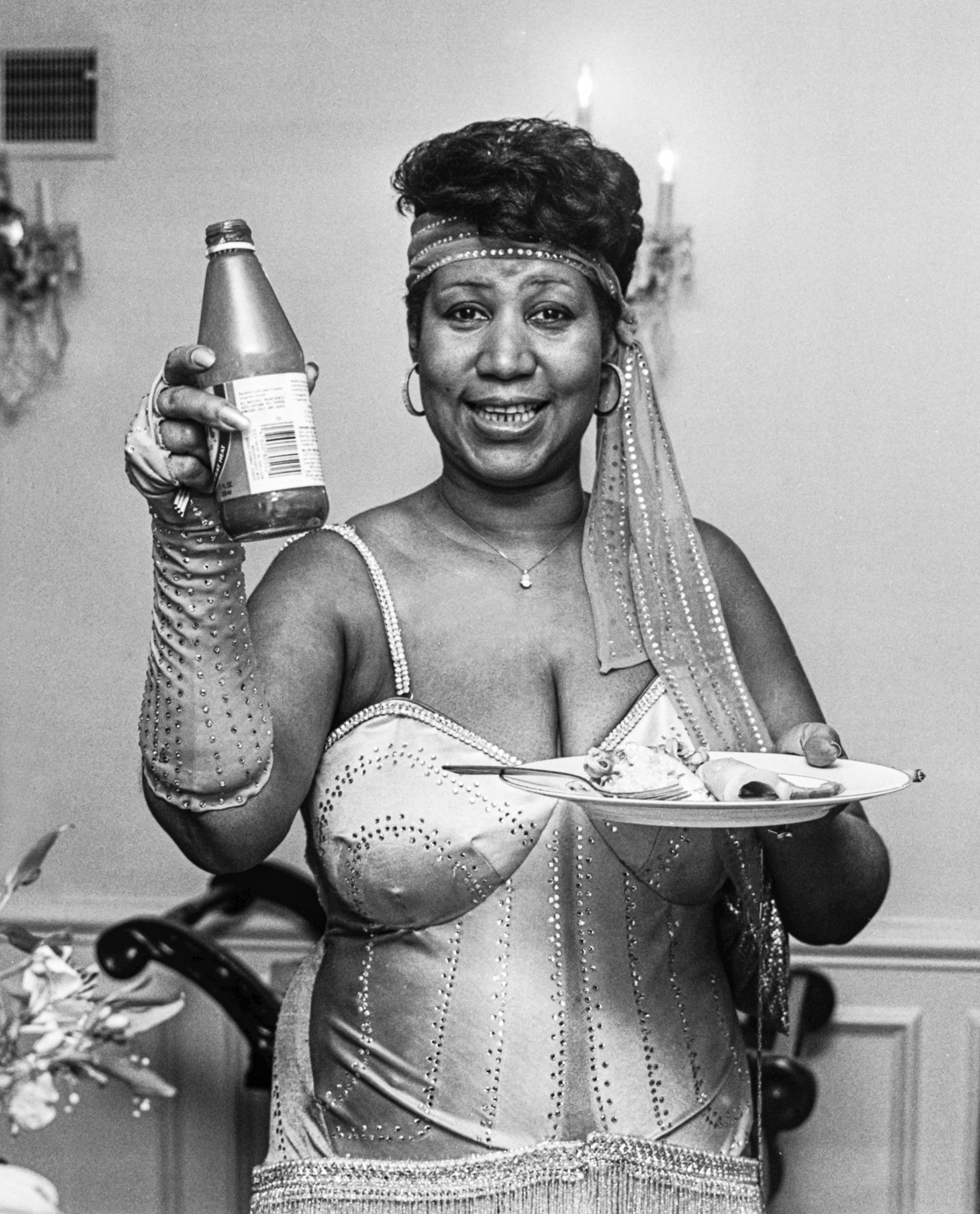 Aretha Franklin at her 50th birthday party, at home in Bloomfield Hills MI